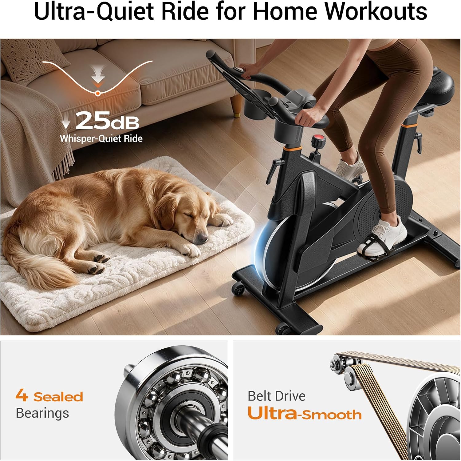Detalle de CURSOR Exercise Bike with Magnetic Resistance, App Connectivity, and Adjustable Seat