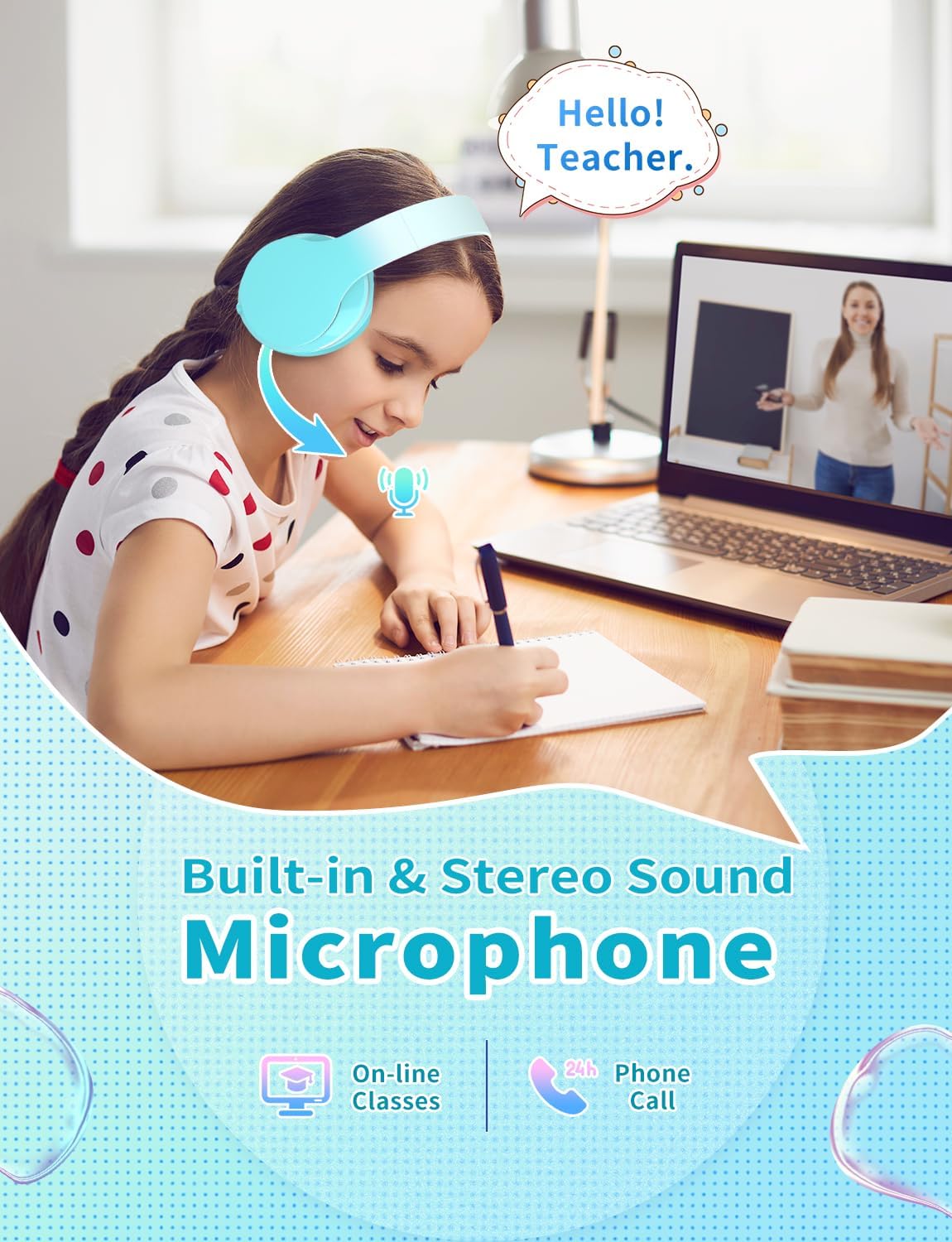 Thumbnail 2 de Bluetooth Kids Headphones: Wireless On-Ear Headset with 40mm Drivers, BT 5.1, 10h Battery, Foldable & Adjustable (Green)