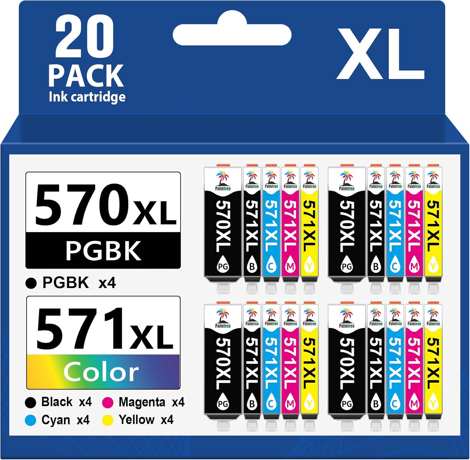 Palmtree 20-Pack Cartucce Compatibili per Canon 571/570 XL – per PIXMA MG5750, MG6850, TS5050 e altri modelli