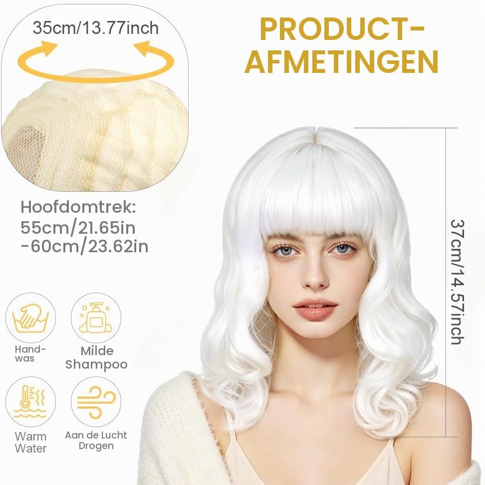 Thumbnail 1 de Aomig 3620503 golvende pruik met pony, verstelbare pasvorm en haarnetje