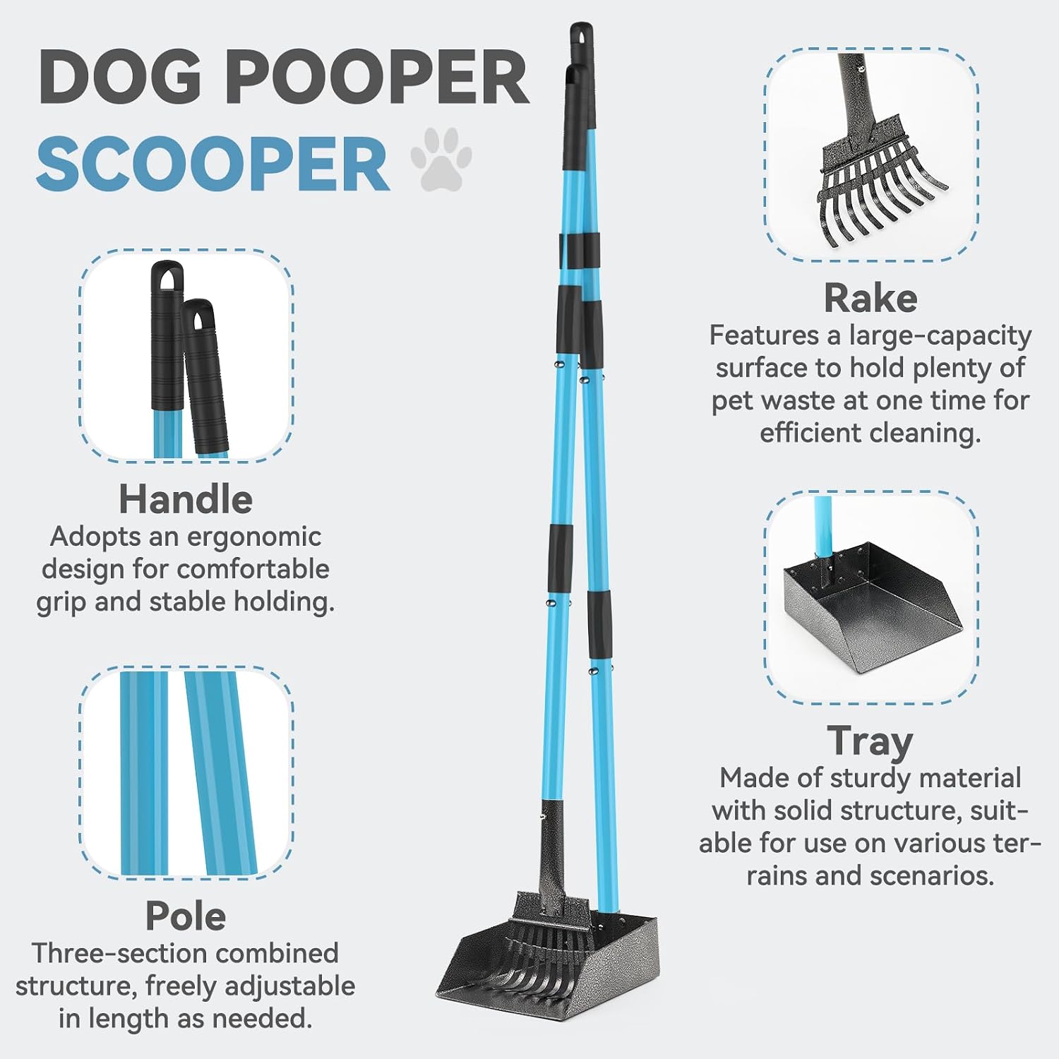 Detalle de QUMIMA Dog Pooper Scooper, 38-Inch Handle