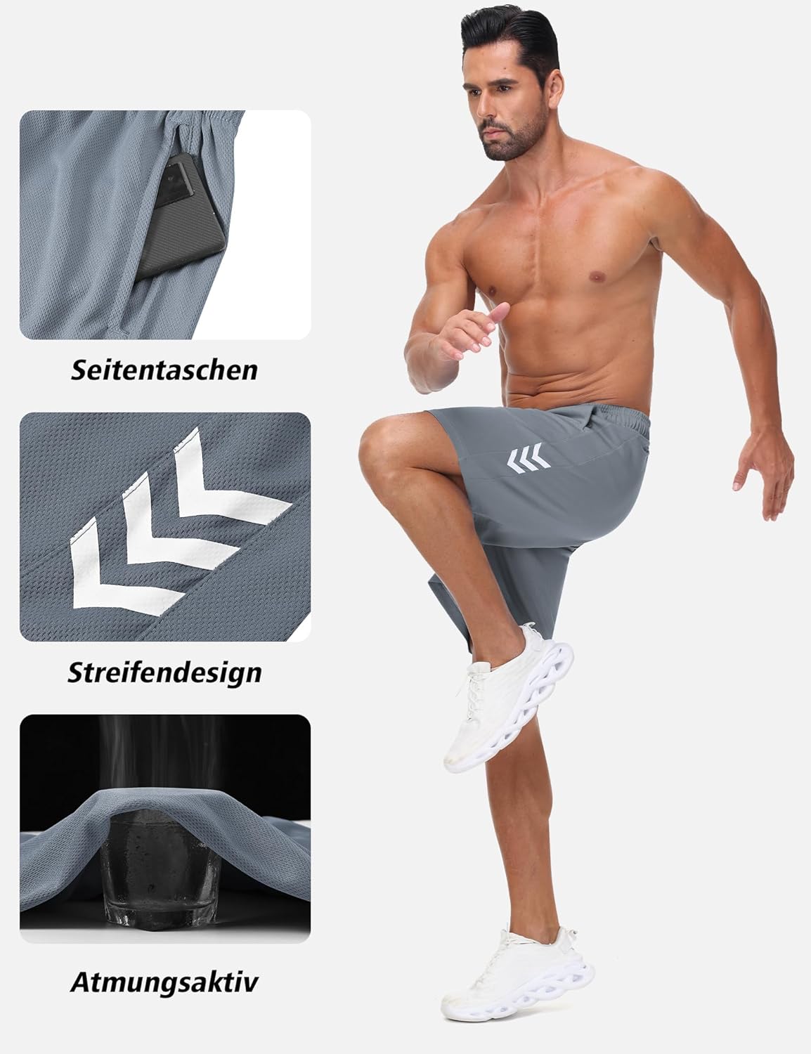 Thumbnail 2 de KuzWufs Herren Sportshorts: Kurze, atmungsaktive Dry-Fit Trainingsshorts