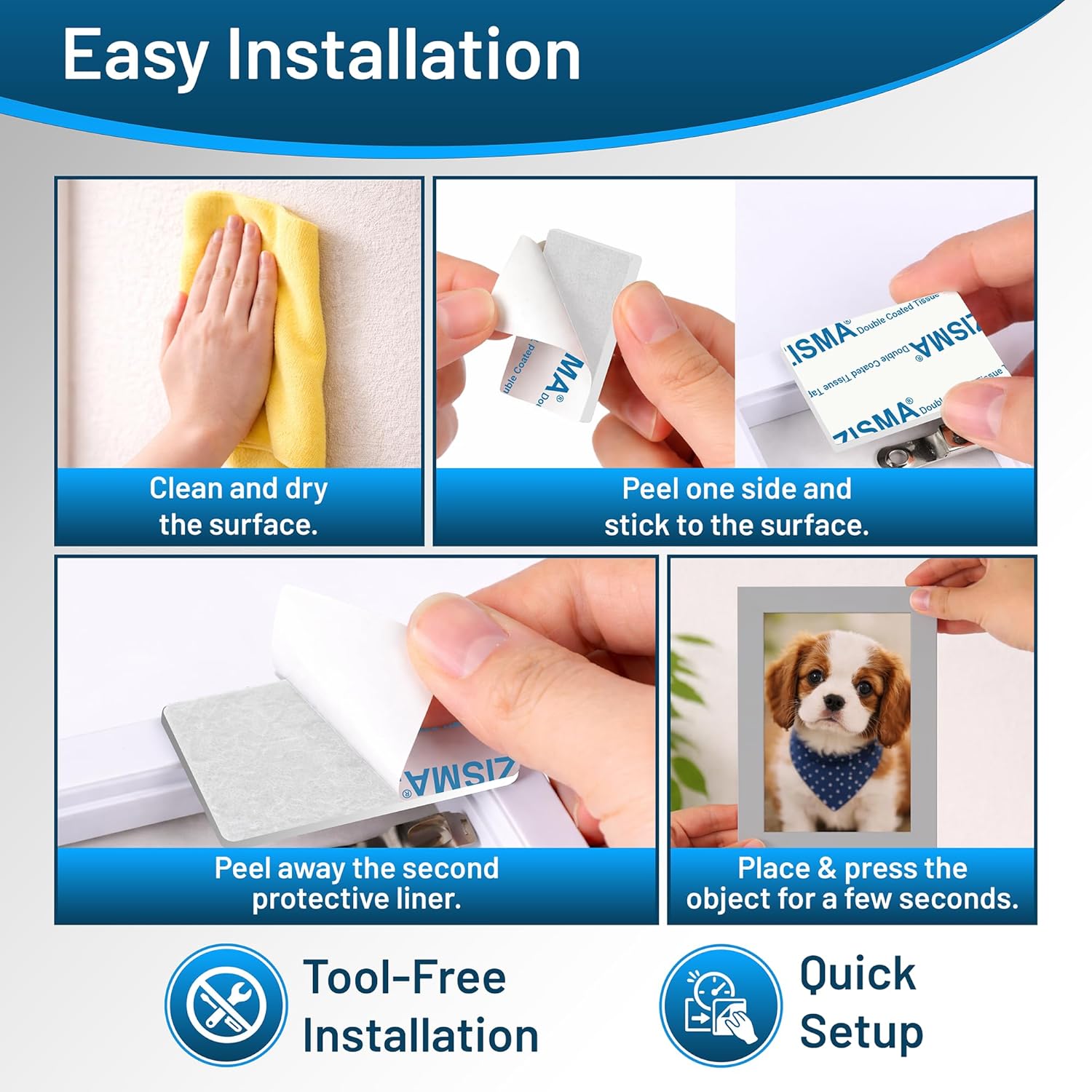 Thumbnail 3 de ZISMA 50 Pcs Heavy Duty Double Sided Adhesive Pads – 50x30mm Foam Tape for No-Drill Mounting