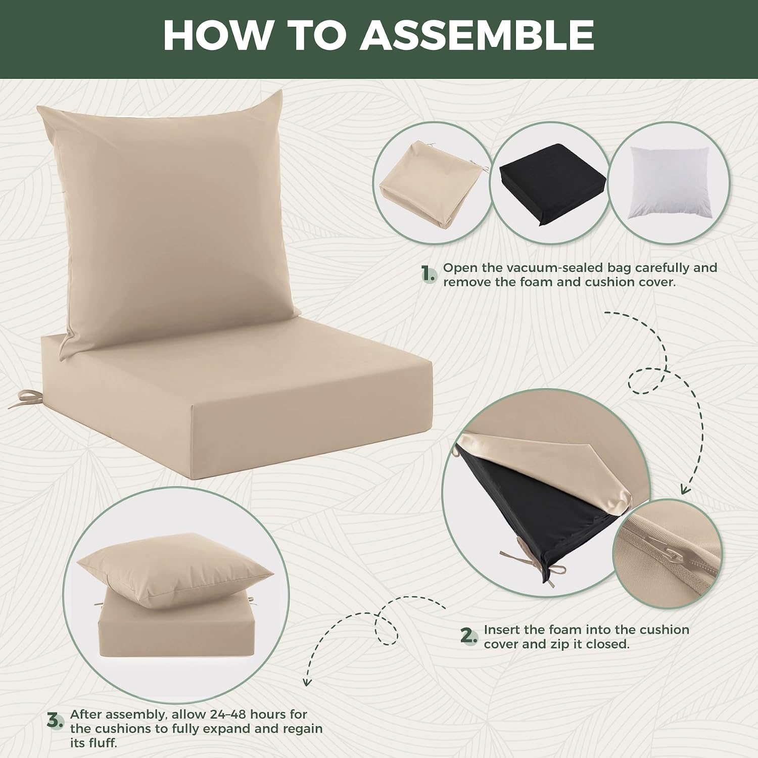 Detalle de Zonamat Outdoor Chair Cushions, 24 x 24 x 5.75-Inch