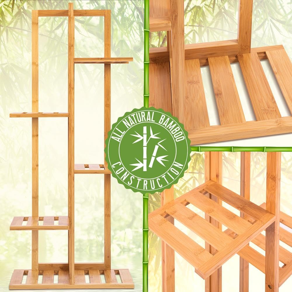 Thumbnail 4 de SereneLife Bamboo 6 Tier Plant Stand
