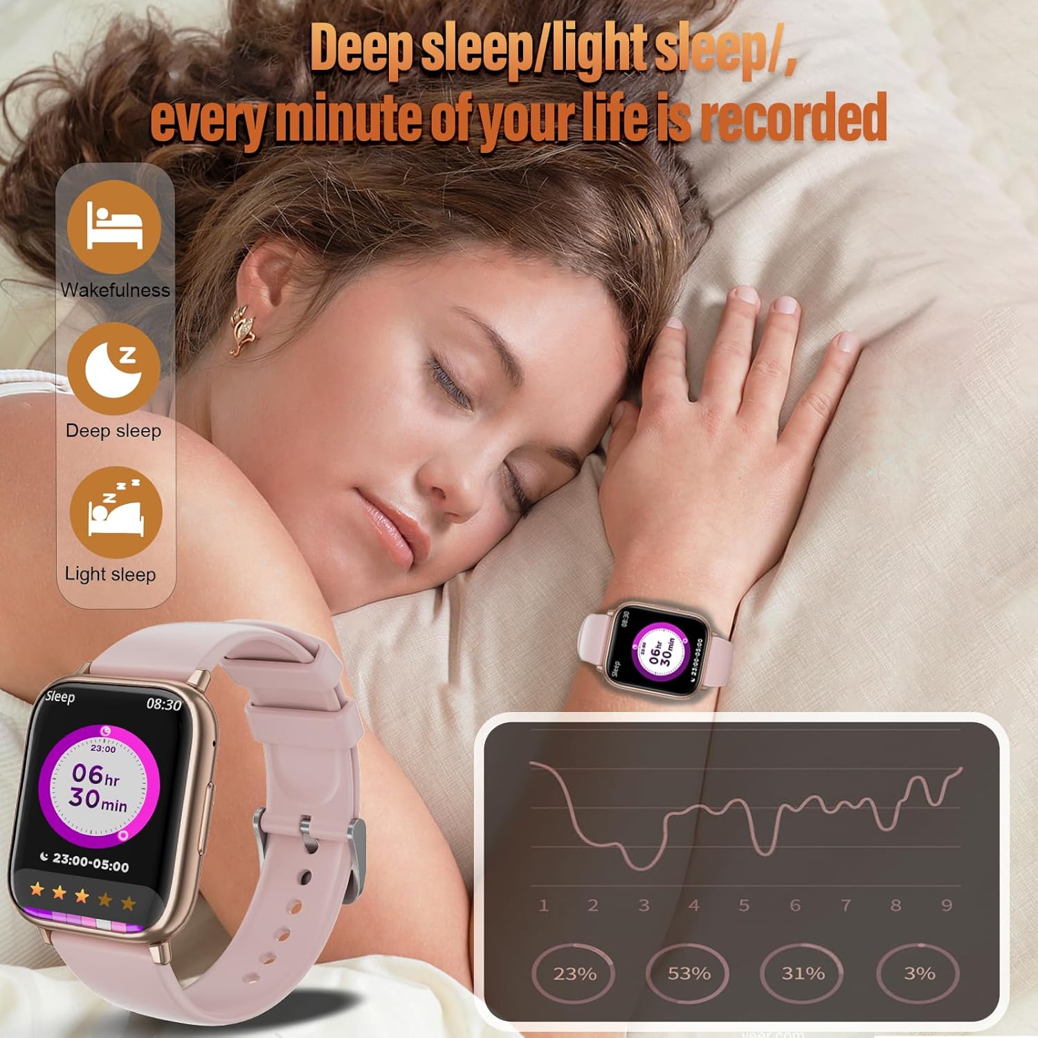 Detalle de SLOKSFil Smartwatch Donna con Chiamate Bluetooth e 120+ Modalità Sportive – Oro Nero