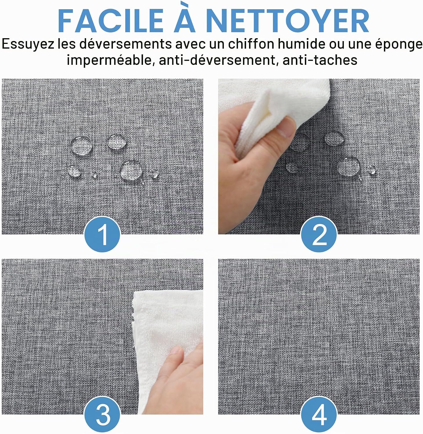 Detalle de DWCN DWEU-MLZB-135200-03 tafelkleed 135 x 200 cm, grijs, linnenlook