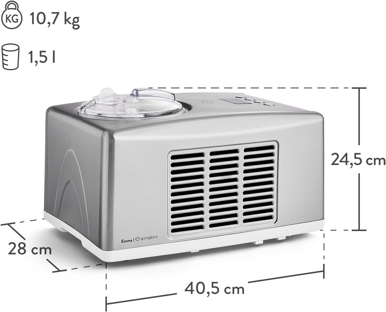 Detalle de SPRINGLANE Gelatiera Emma 1,5 L con compressore autoraffreddante – acciaio inox