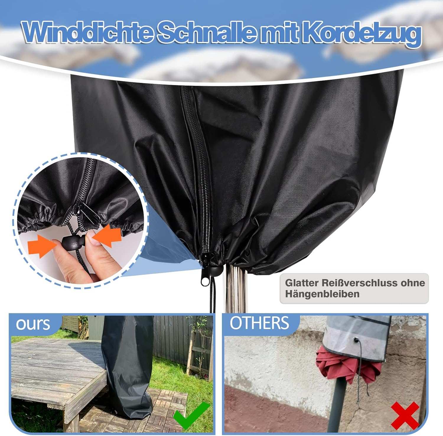 Thumbnail 5 de Seydrey Sonnenschirm Schutzhülle für Ampelschirm (420D Oxford, 2–4 m) inkl. Hilfsstange