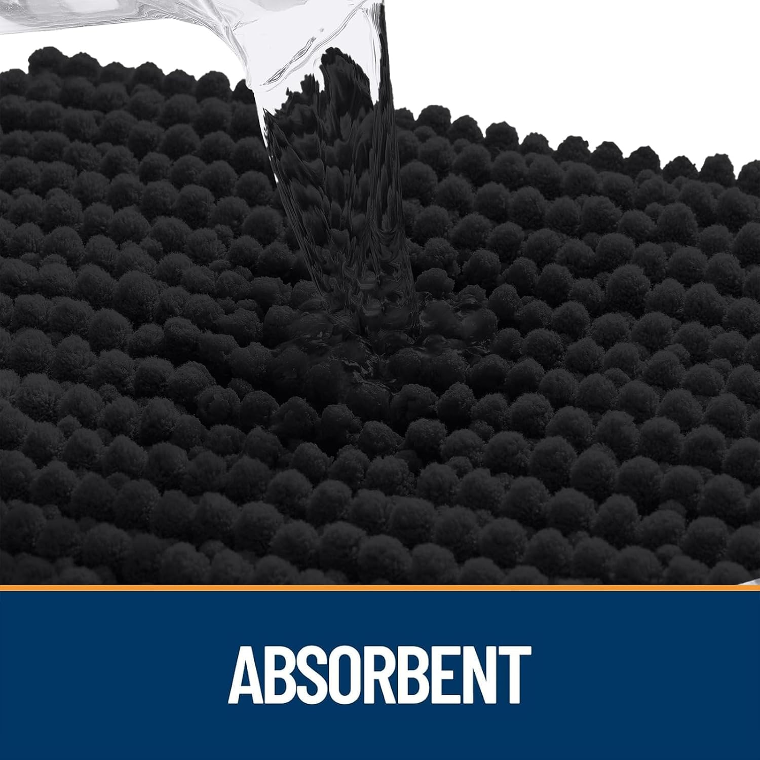 Detalle 2 de OLANLY Chenille Dog Door Mat, 24 x 16, Black, Non-Slip and Machine Washable