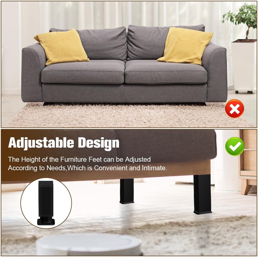 Detalle 1 de AUAUY M1-3802215 – regulowane nóżki meblowe 100 mm z aluminium, zakres 0–20 mm