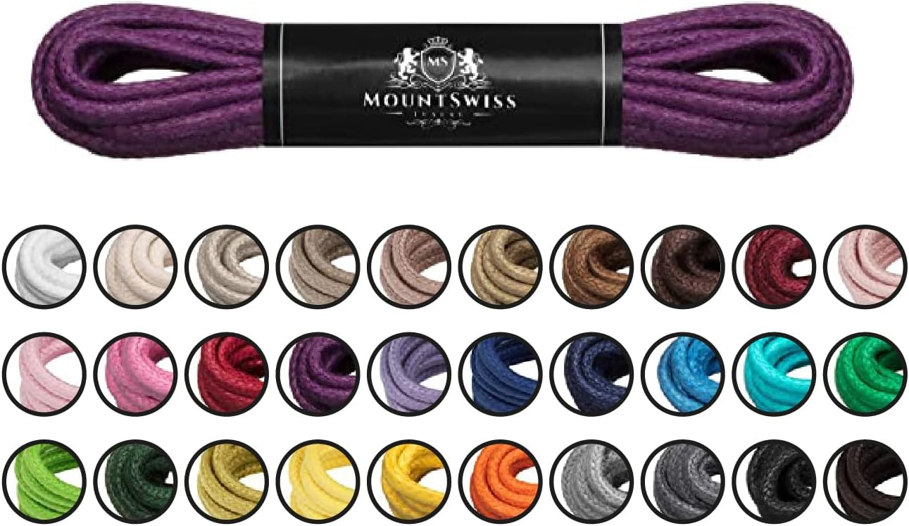 Thumbnail 6 de Lacets ronds cirés en coton tressé Mount Swiss (tailles 45 à 120 cm, Ø 2 & 3 mm) – unisexe