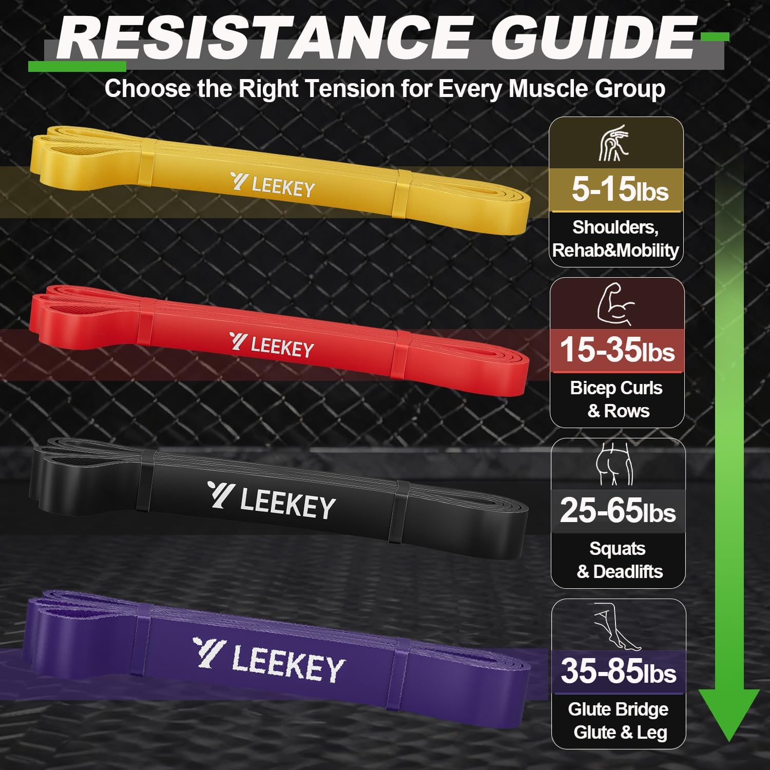 Thumbnail 4 de LEEKEY Resistance Bands, 5–85 lb Range