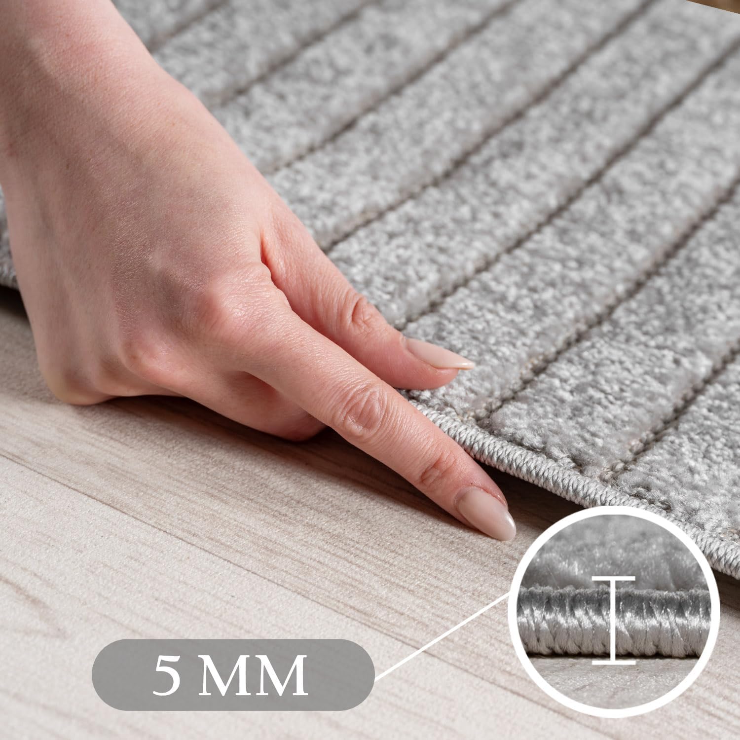 Detalle de SIMPEX Outdoor Teppich wetterfest 200x290 cm – Kurzflor mit Hoch-Tief-Effekt, grau