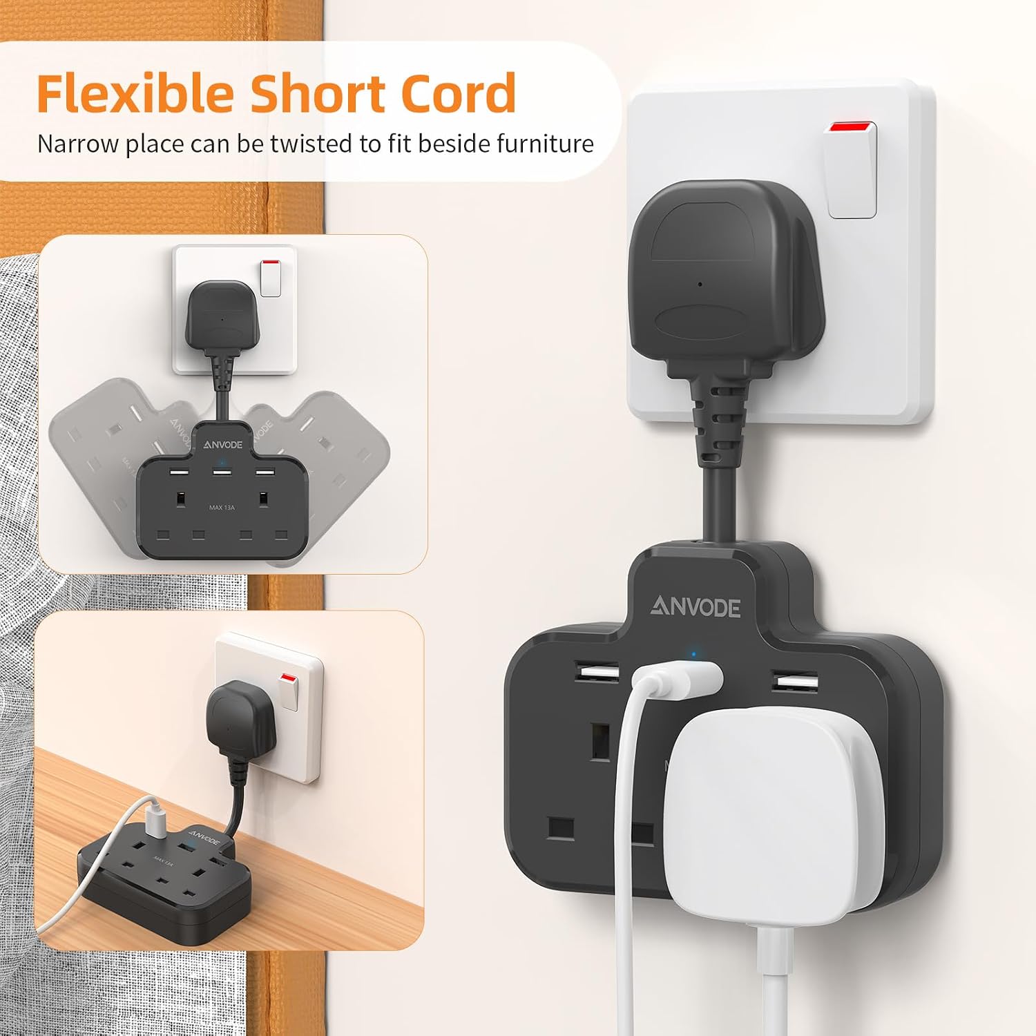 Thumbnail 4 de Double Plug Adaptor with USB 3250W