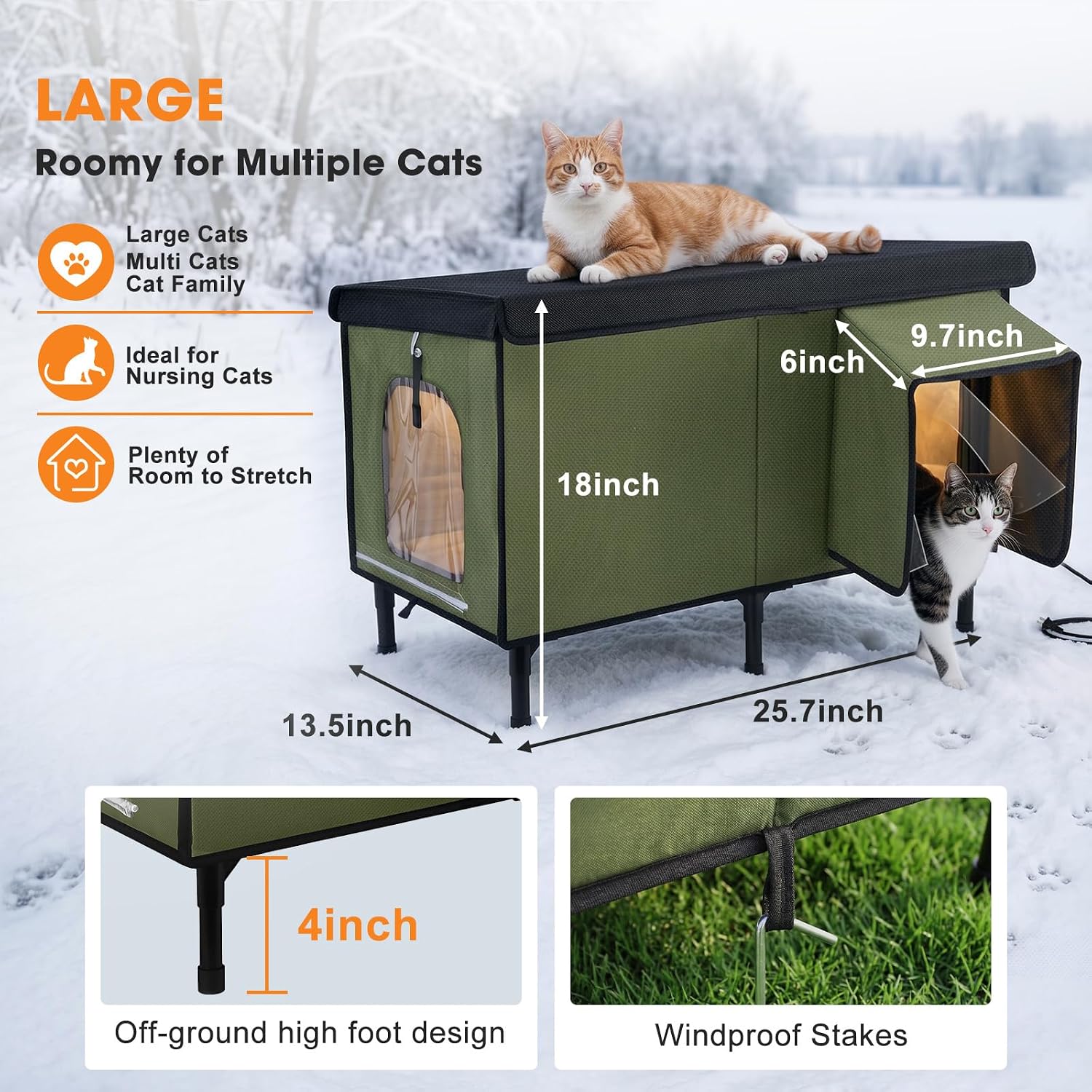 Detalle de SHU UFANRO TK-HPP6030T Heated Outdoor Cat House, Insulated and Waterproof