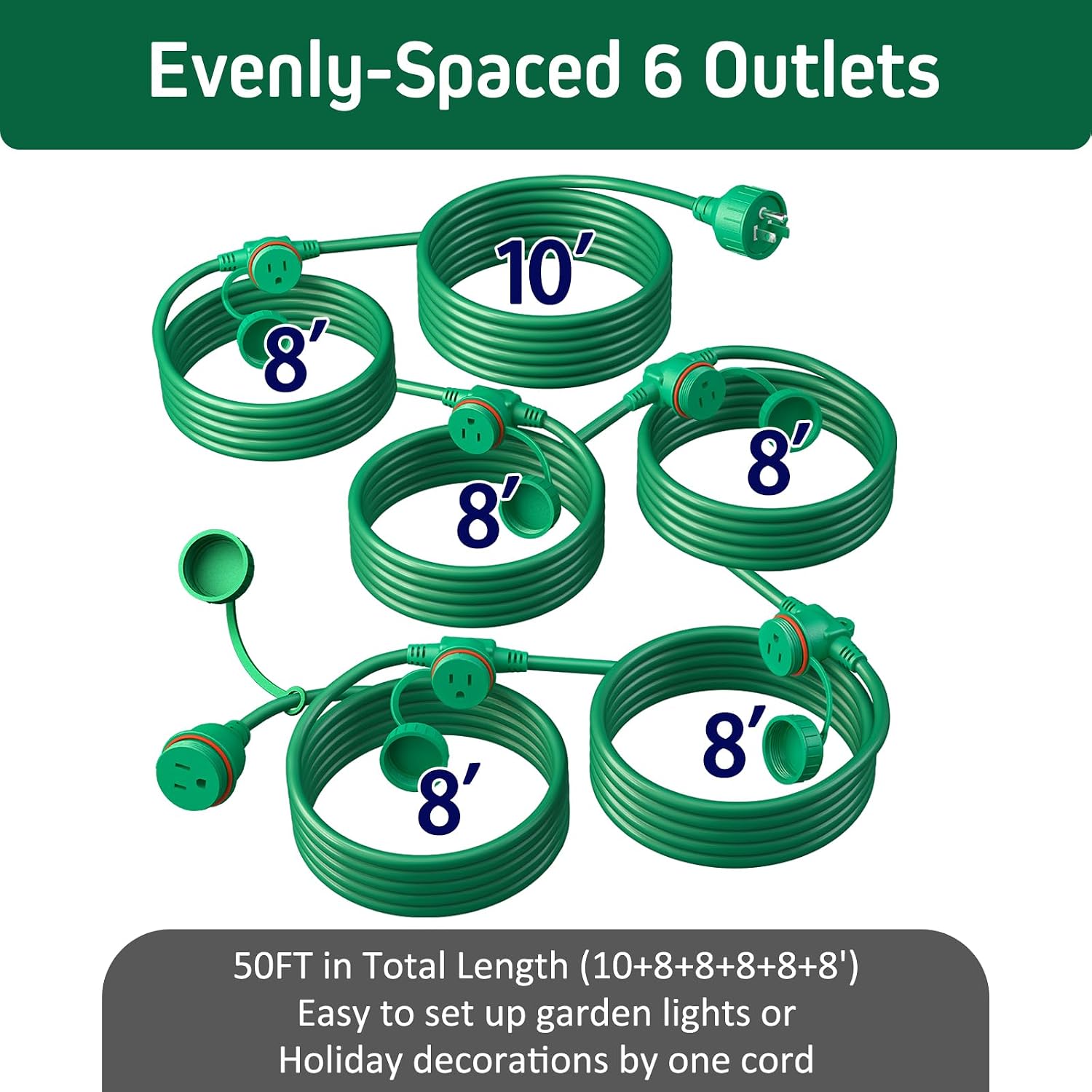 Thumbnail 1 de Belllights B525 50 ft Outdoor Extension Cord, 6 Covered Outlets, 16/3 SJTW