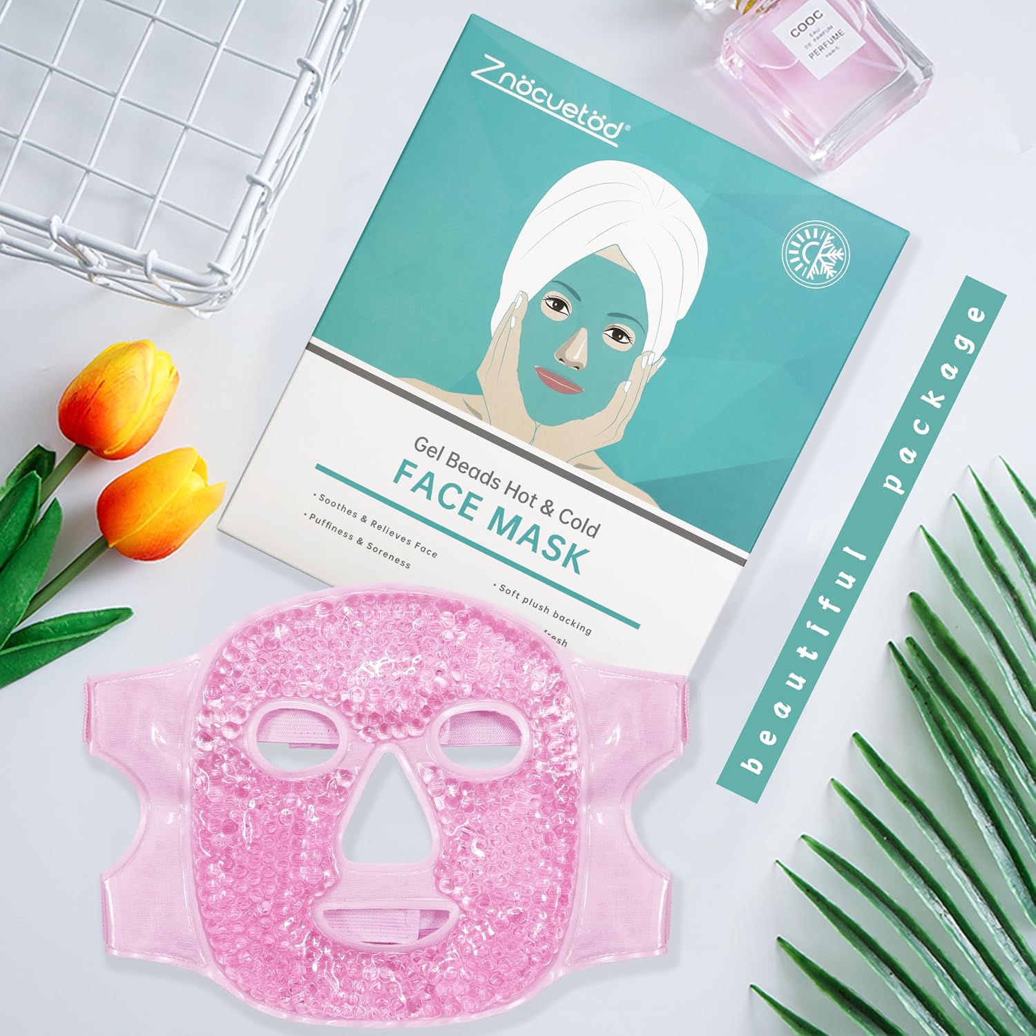 Detalle de ZNÖCUETÖD Face Ice Mask Gel Hot Cold Compress for Face, Eyes & Post-Procedure Recovery