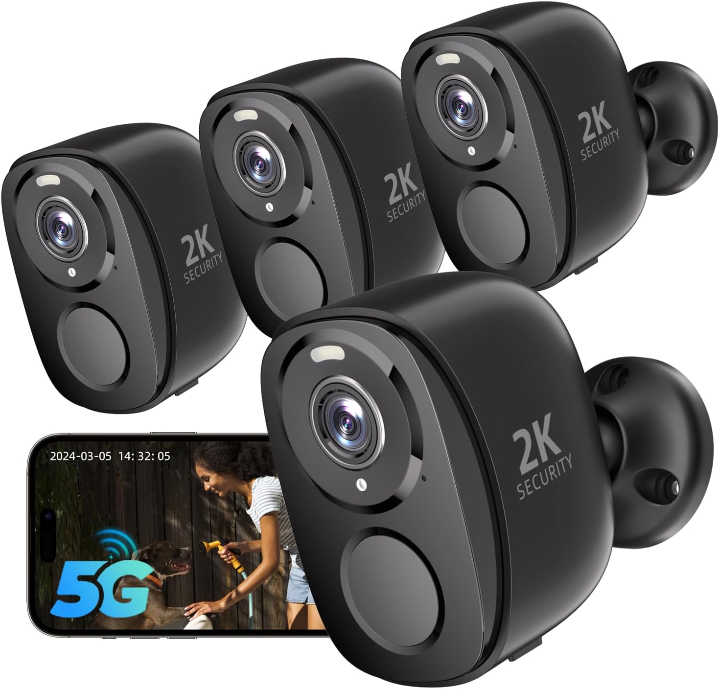 Rraycom 4Pack 2K 5G/2.4G security cameras