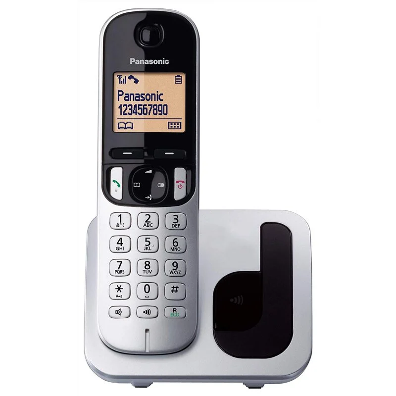 Detalle de Panasonic KX-TGC210: Teléfono fijo inalámbrico compacto en gris/negro