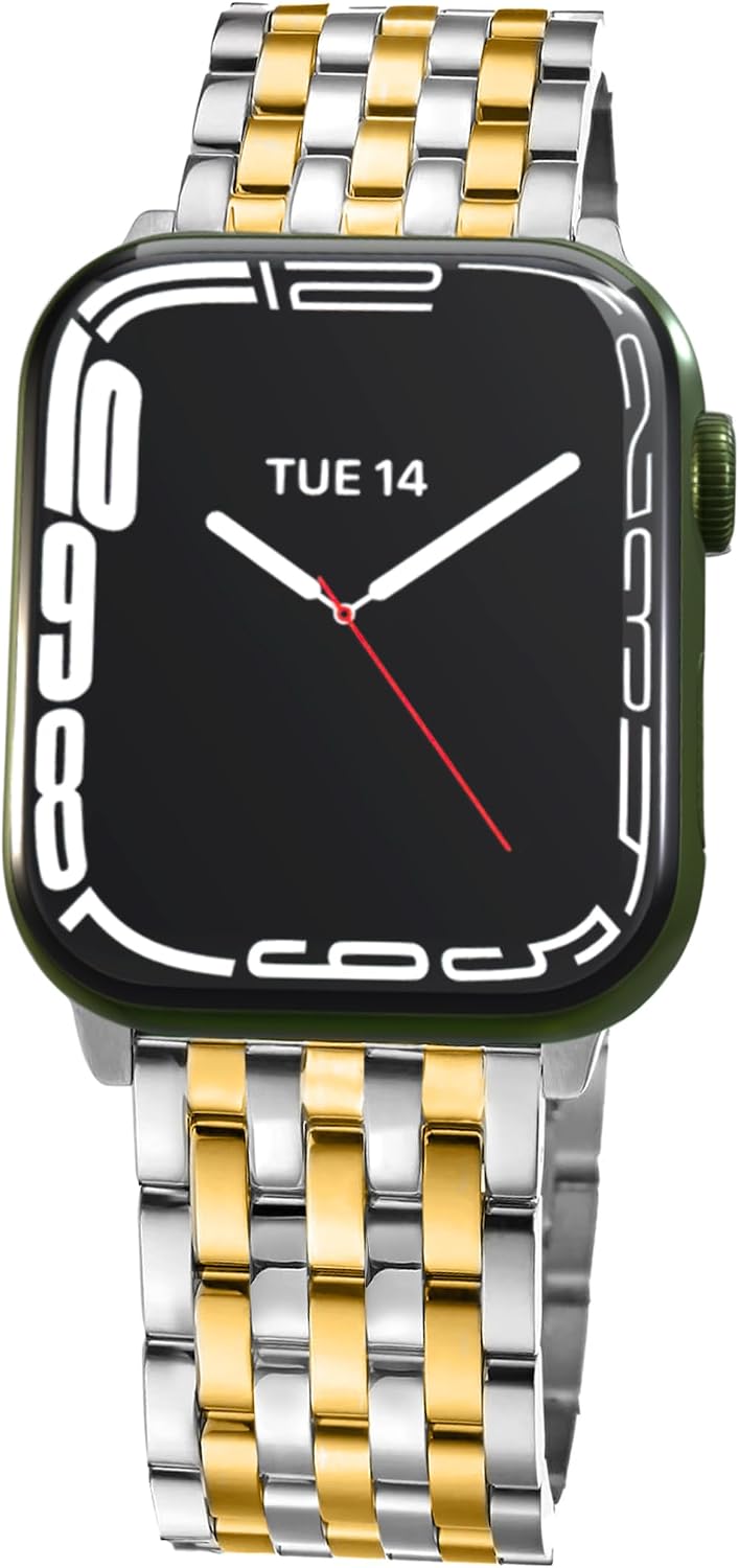 Detalle de Memori Planet Seven-Link Apple Watch Band, Two-Tone Stainless Steel