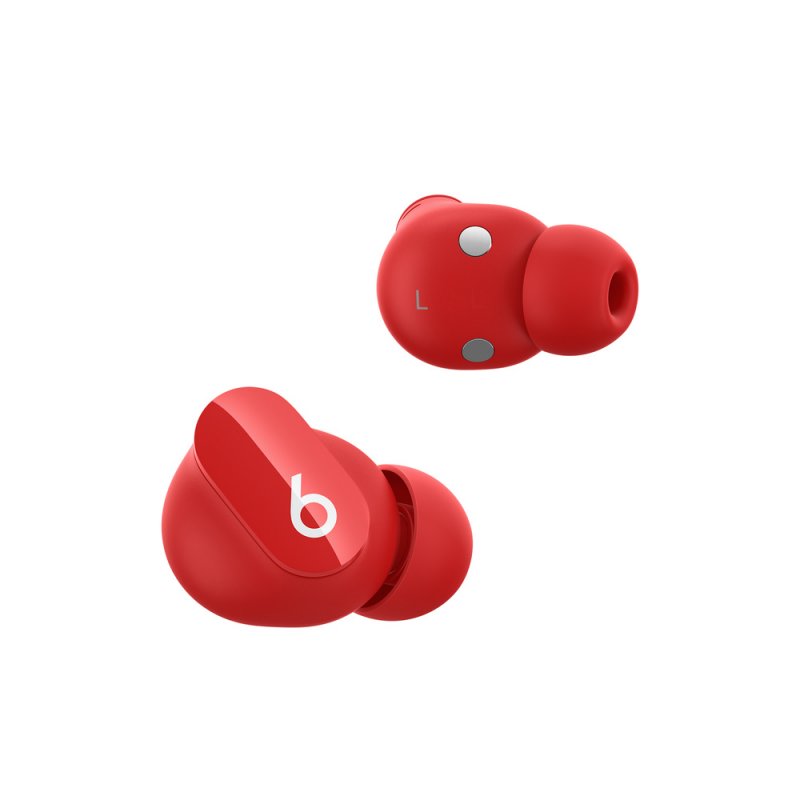 Detalle de Beats Studio Buds auriculares Bluetooth rojos con cancelación activa del ruido