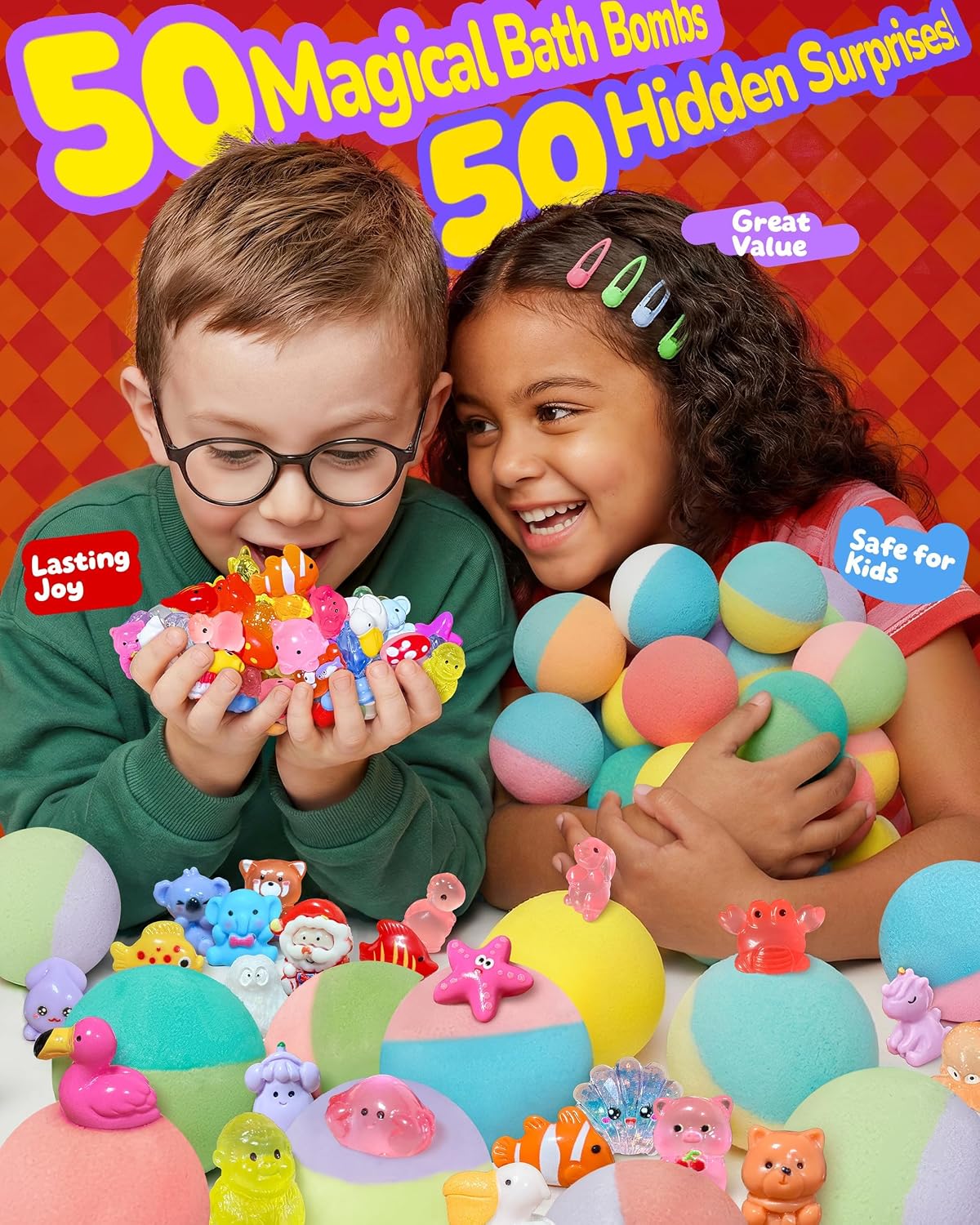 Thumbnail 5 de CLOUQUAR MS1034-50 Kids Bath Bombs, 50-Pack with Surprise Toys