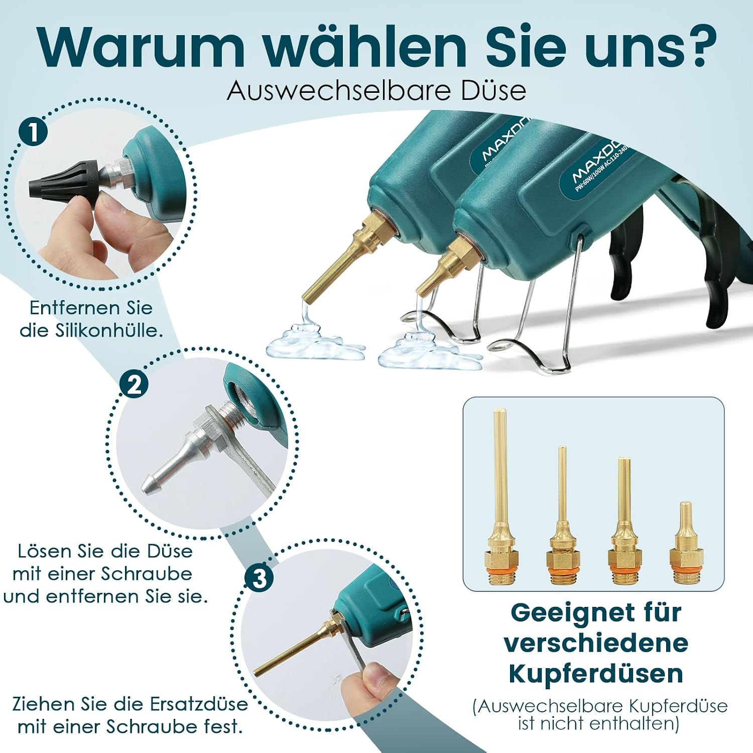 Detalle 2 de MAXDONE Heißklebepistole mit 11 mm Spitze