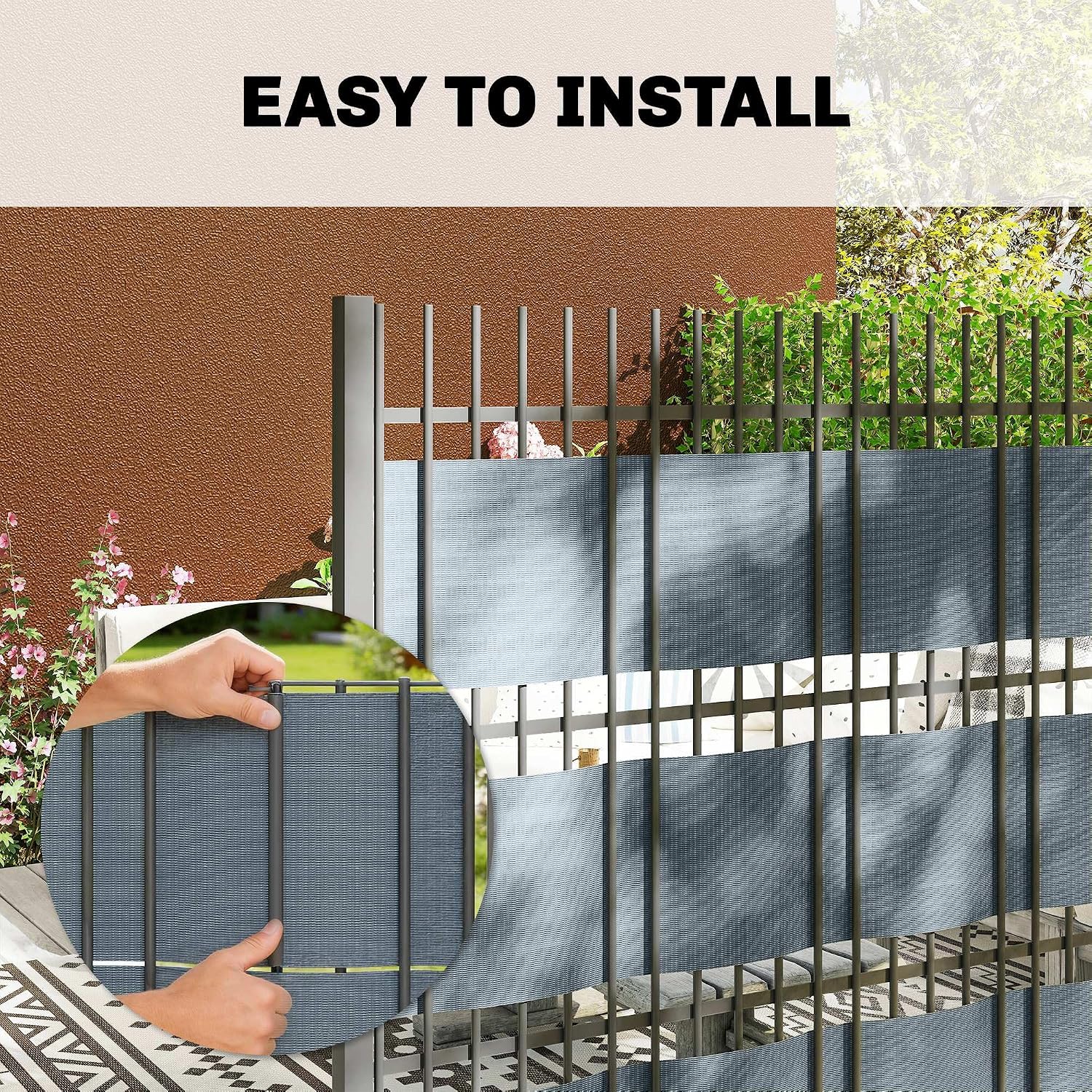 Detalle de Outsunny Privacy Garden Screen Fence, 450gsm PVC, Waterproof, UV-Resistant, Grey