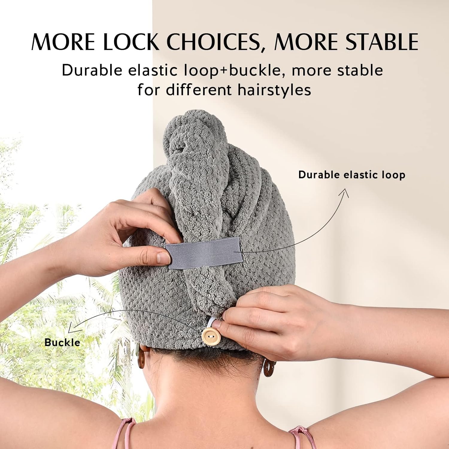 Detalle de YFONG 3-Pack Microfiber Hair Towel 30" x 10" ๐งโ