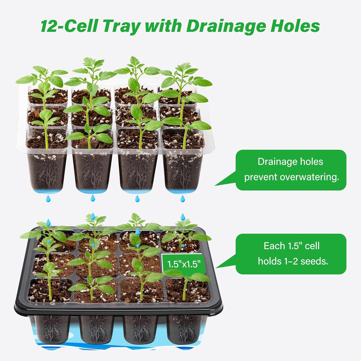 Thumbnail 5 de Bonviee 10-pack seed starter trays kit with adjustable humidity domes (12 cells per tray)