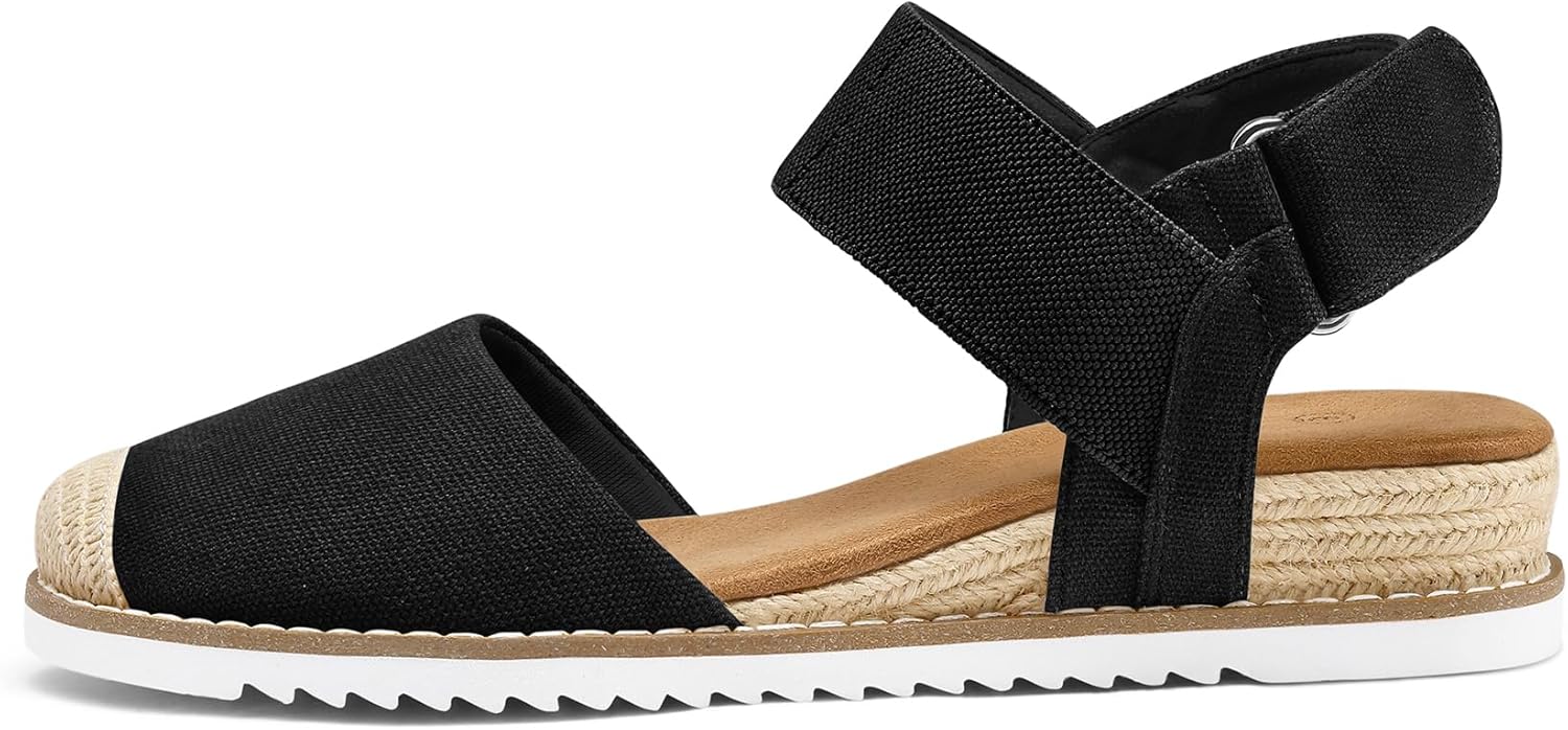 Thumbnail 3 de mysoft Women's Low Wedge Sandals with Comfortable Closed Toe, Elastic Ankle Strap, and Slip-On Ease
