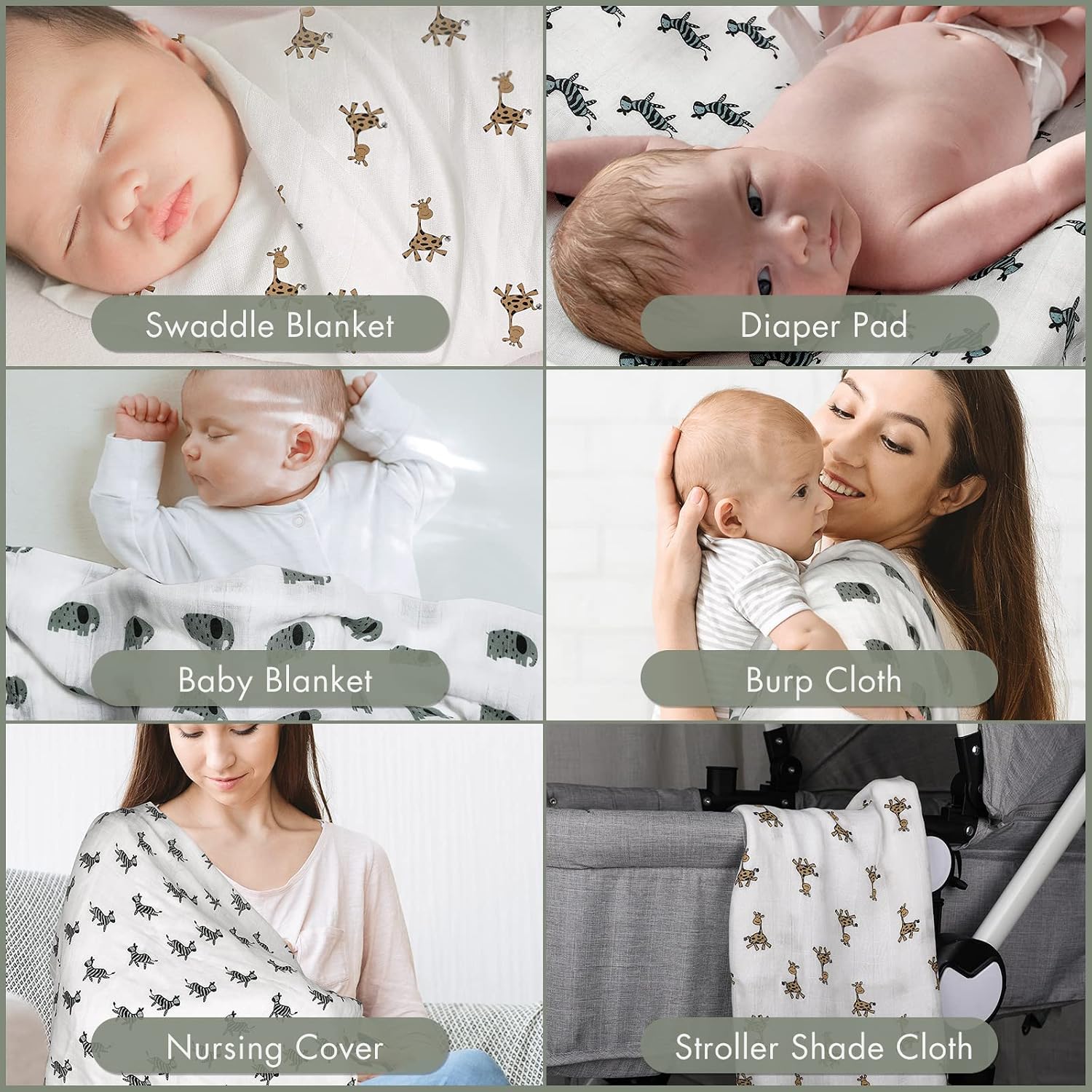 Detalle de GLLQUEN BABY Muslin Squares 70x70 cm 6‑pack