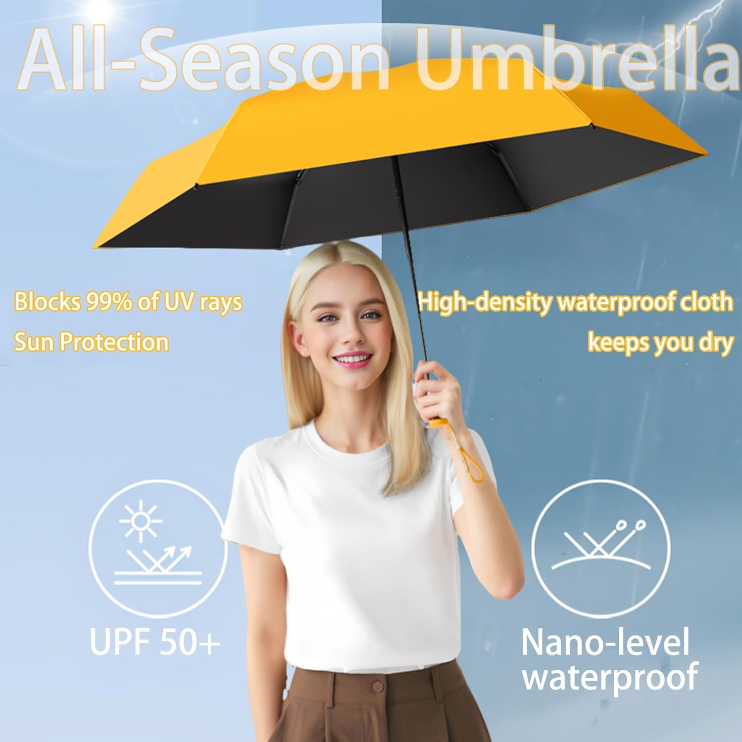 Thumbnail 6 de Mini Travel Folding Umbrella with Micro Button Handle — Ultra-Portable UV Shield for Everyday Use