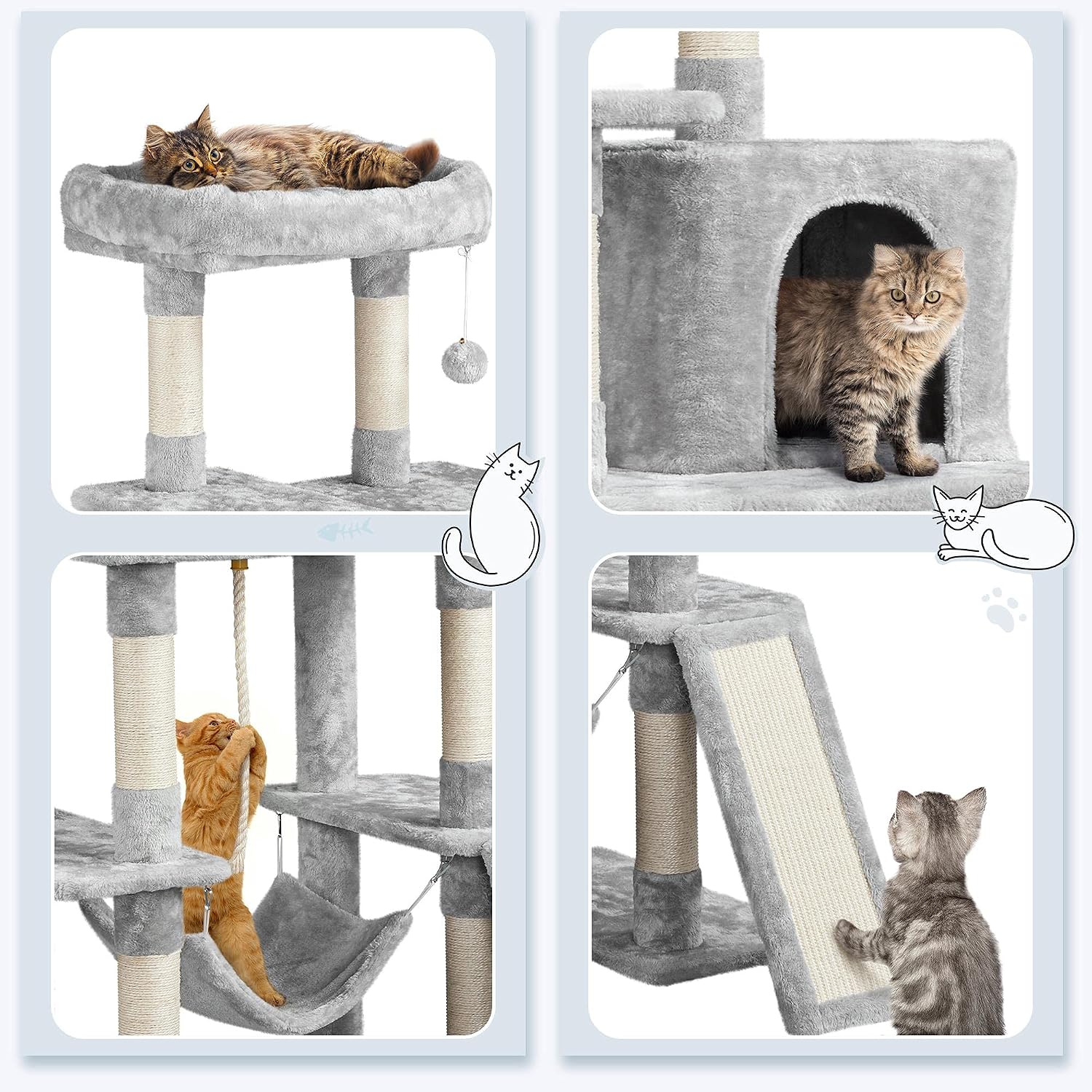 Detalle 2 de Yaheetech Cat Tree 159cm Tall Cat Tower