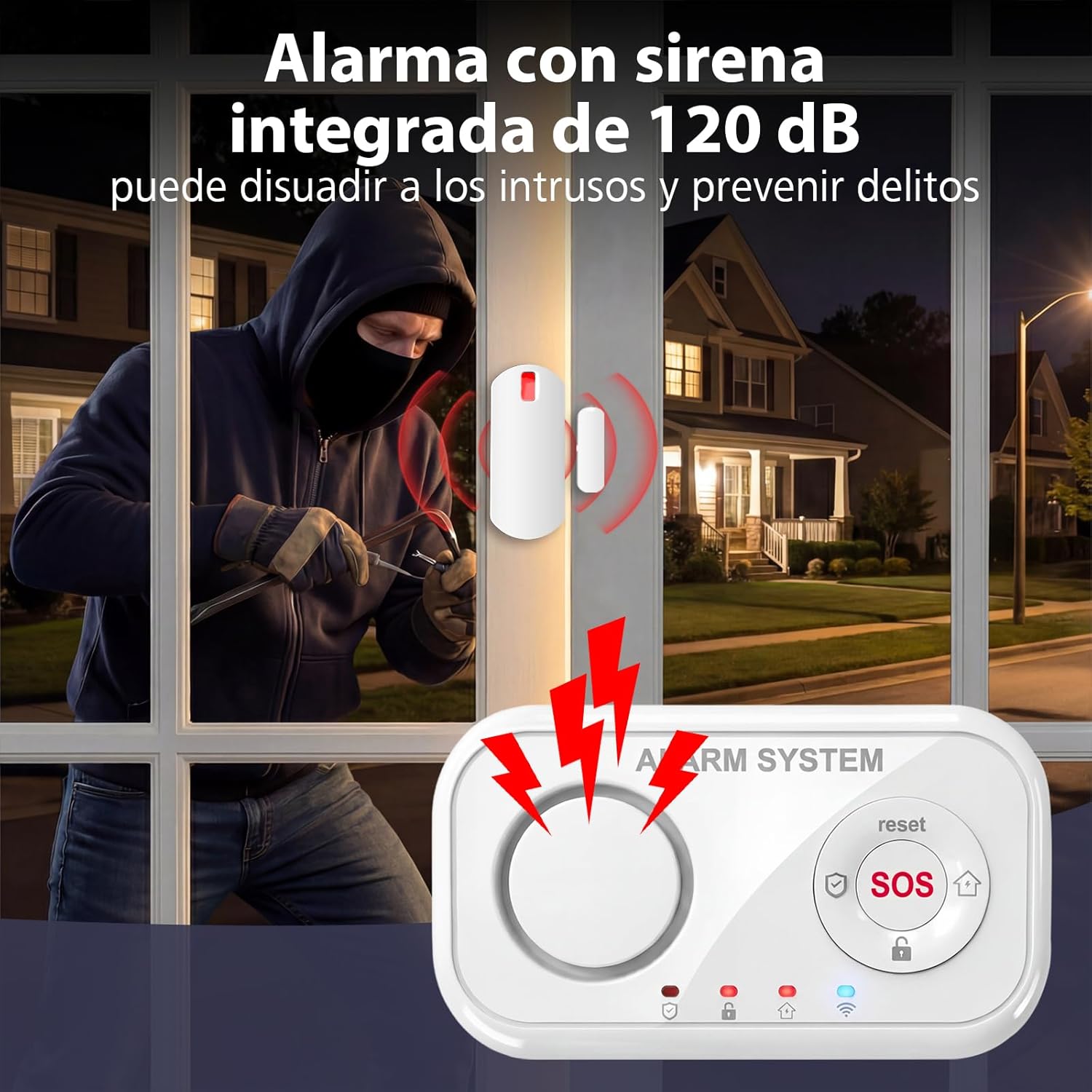 Thumbnail 2 de YISEELE Allarme Casa Senza Fili con centrale 120 dB, 4 sensori e telecomando (compatibile Alexa e Google Home)