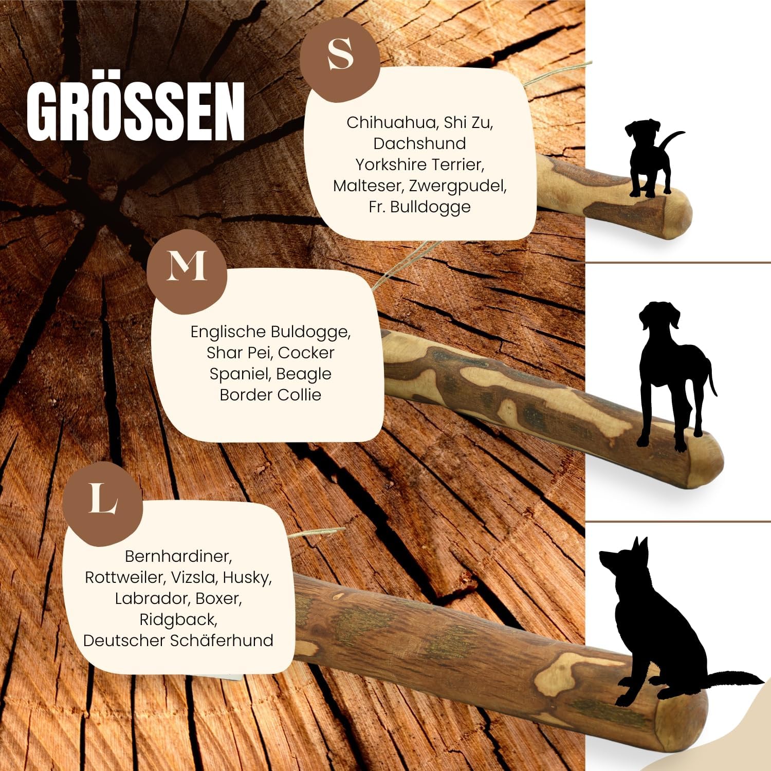 Thumbnail 2 de PetLove Olivenholz für Hunde mit Lachsöl – Kauholz als Hundespielzeug, imprägniert, 2er Pack (Größe M)