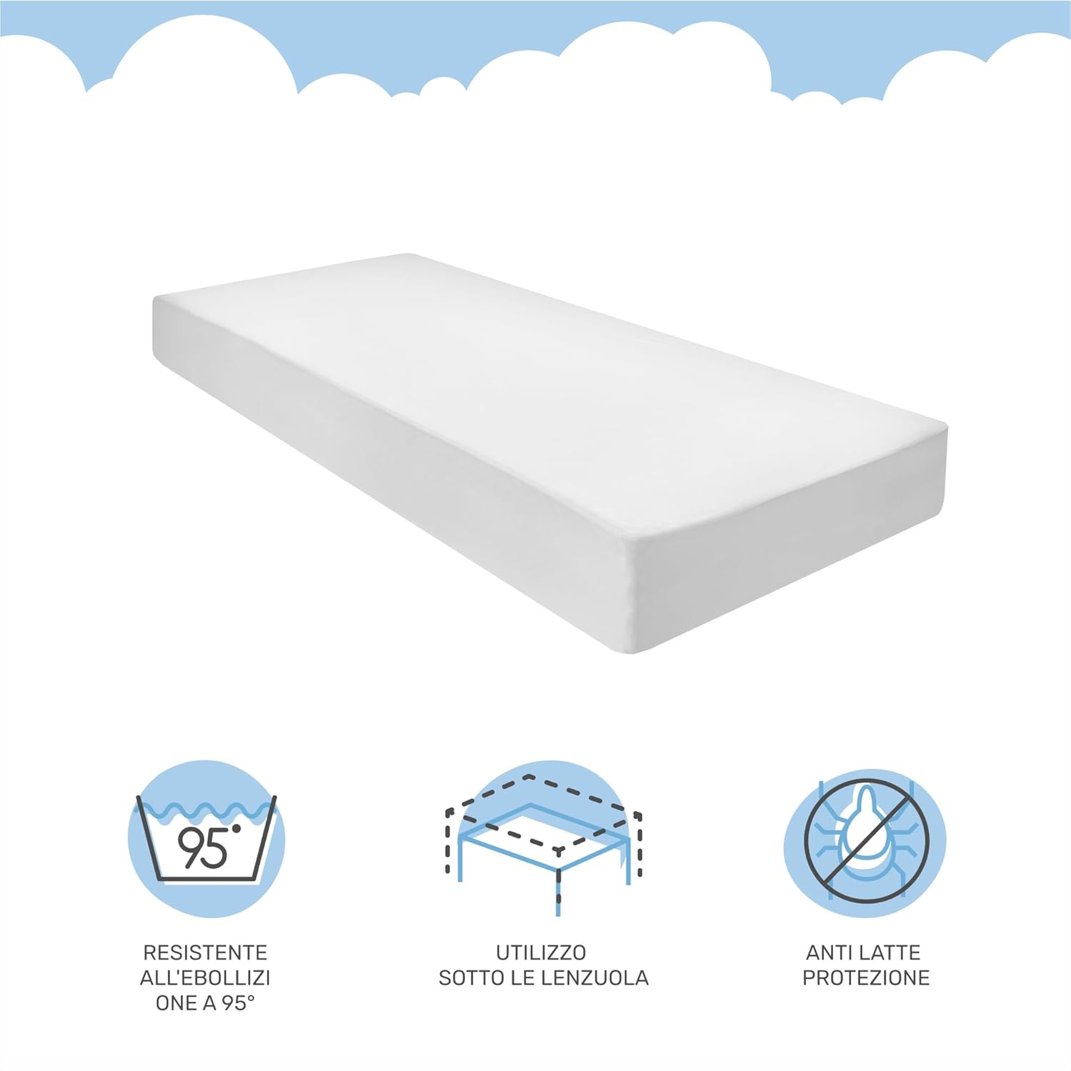 Thumbnail 3 de Dailydream Coprimaterasso impermeabile 120x200 cm, bianco