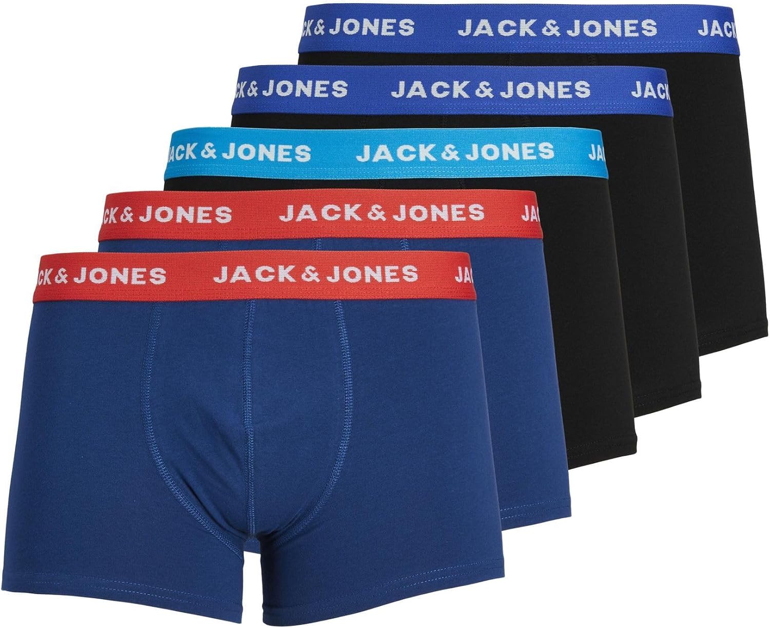 Detalle de JACK & JONES Jaclee Trunks 5 Pack de calzoncillos boxer para hombre (Azul Estate Blue), talla XXL
