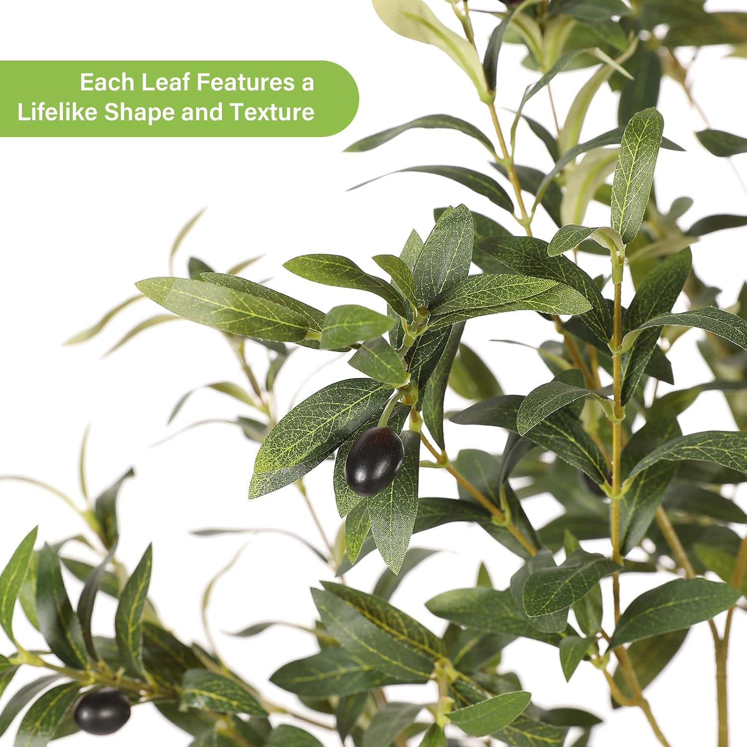 Detalle de FEELEAD 7 ft Faux Olive Tree with Planter, Adjustable Branches and Lifelike Leaves