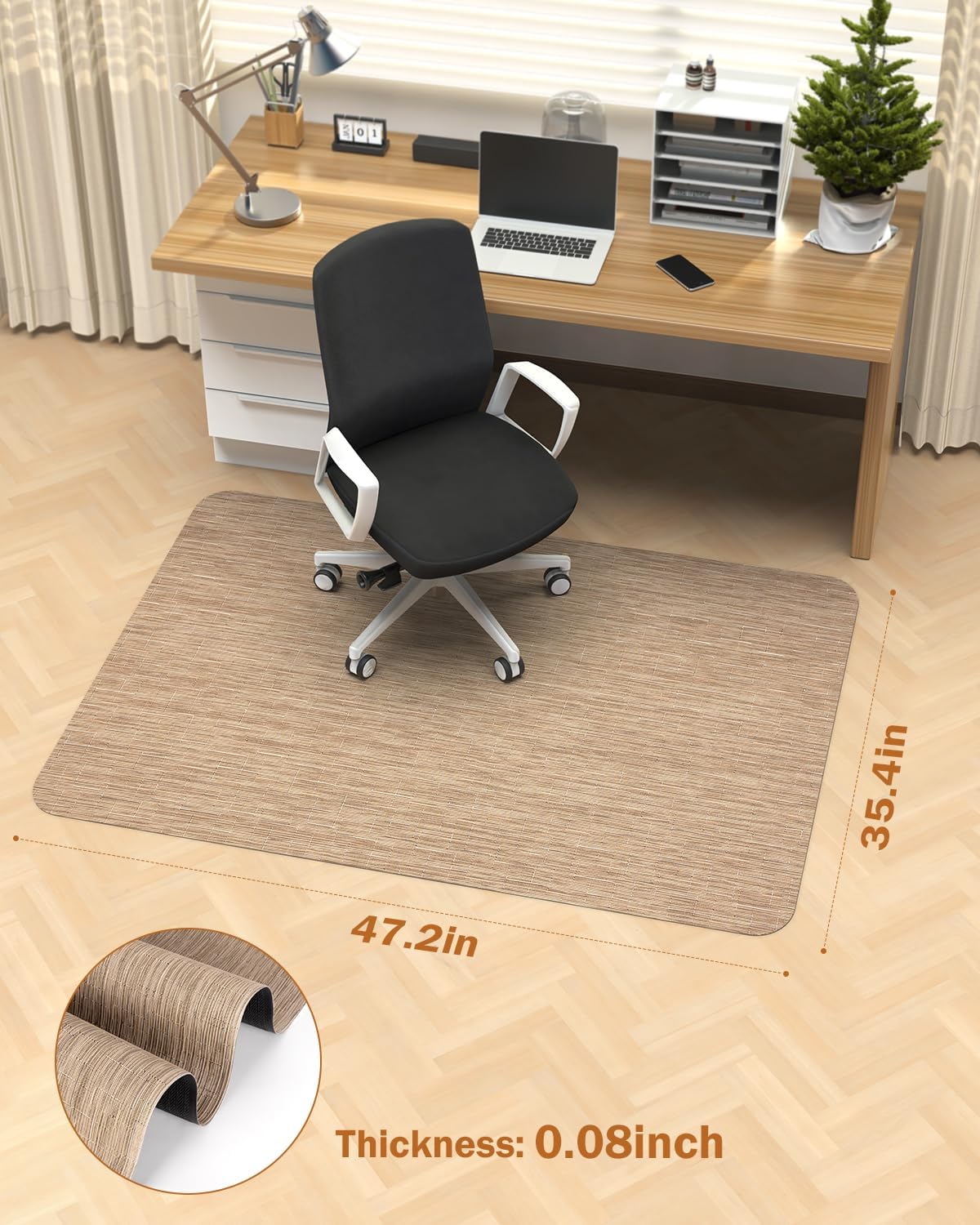 Thumbnail 6 de Blvornl 35.4 x 47.2-Inch PVC Chair Mat for Hard Floors, Red Brown