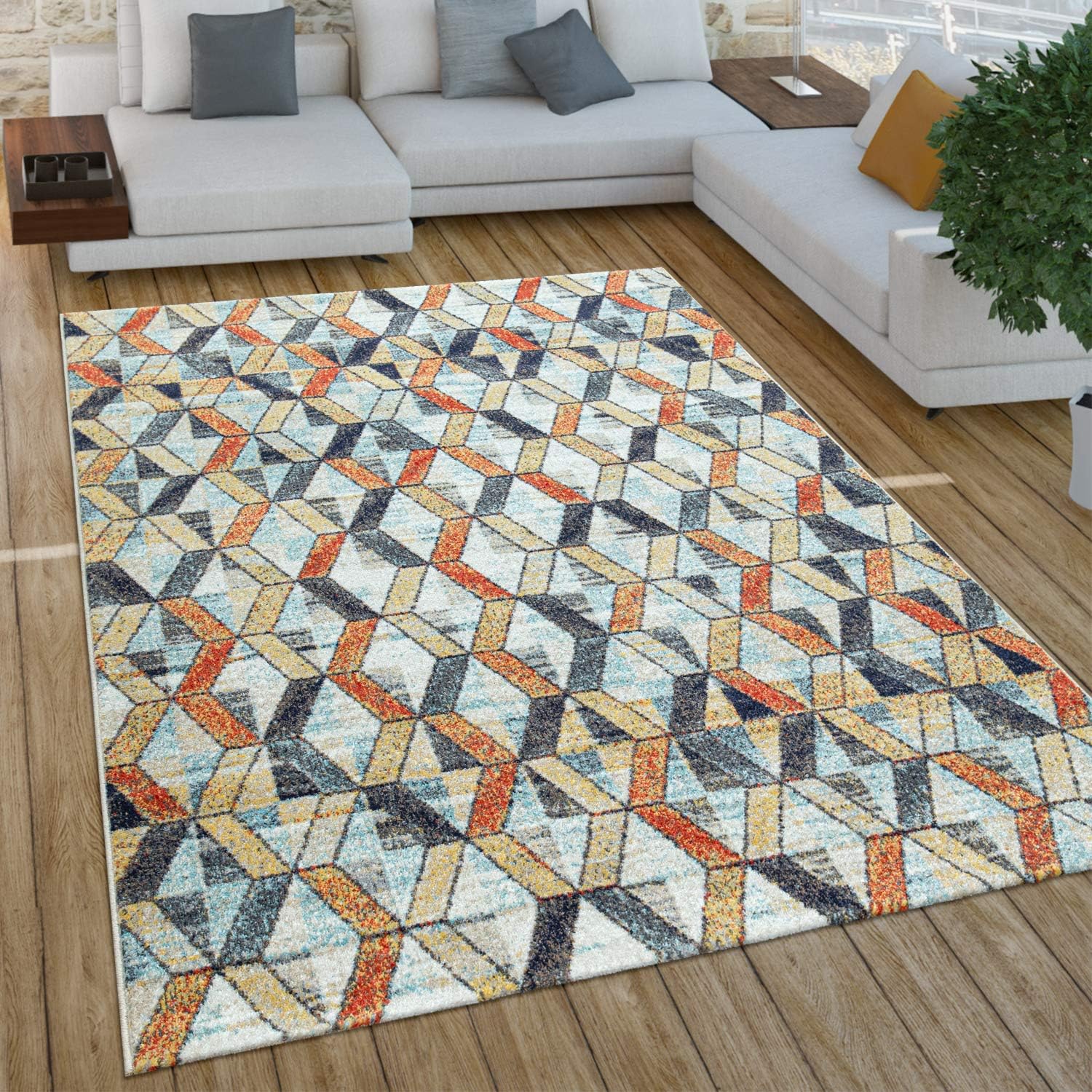 Thumbnail 6 de Paco Home tapis salon vintage industriel à poils courts 80x150 cm (rouille, multicolore 7)