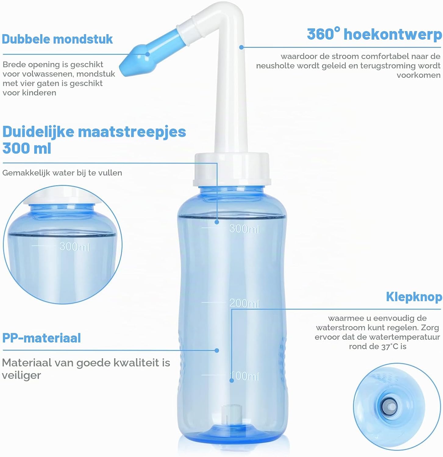 Thumbnail 1 de URAQT C-xibihu-BE neusspoelset, 300 ml, met twee mondstukken