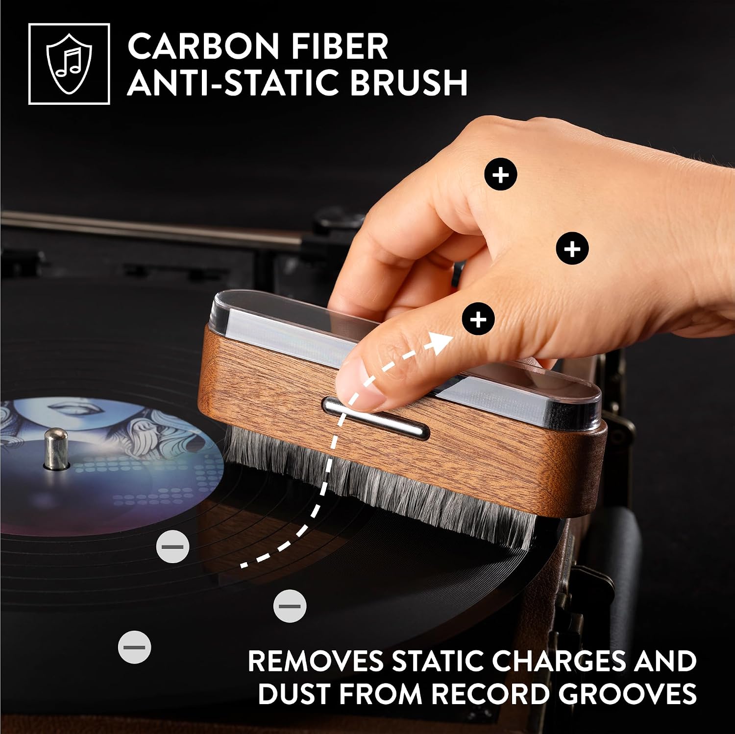 Detalle de Big Fudge Vinyl 2-in-1 Wooden Record Cleaning Brush