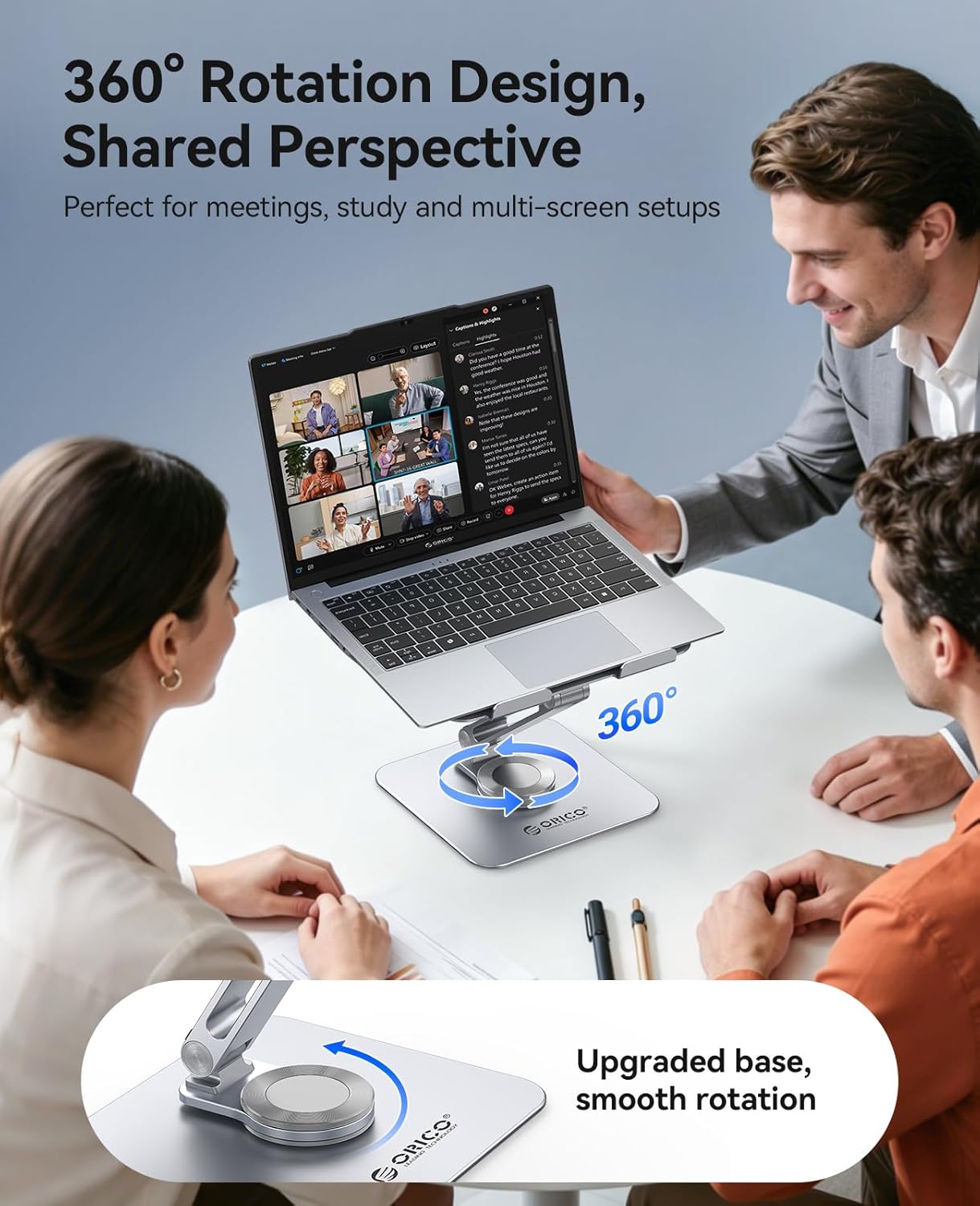 Detalle 2 de ORICO ST10: Supporto PC Portatile Regolabile e Pieghevole in Alluminio 13–17.3”