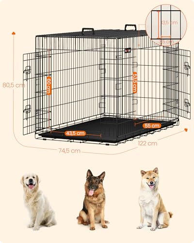 Thumbnail 3 de Feandrea Jaula para perros plegable XXL con 2 puertas y bandeja extraíble (PPD48H)
