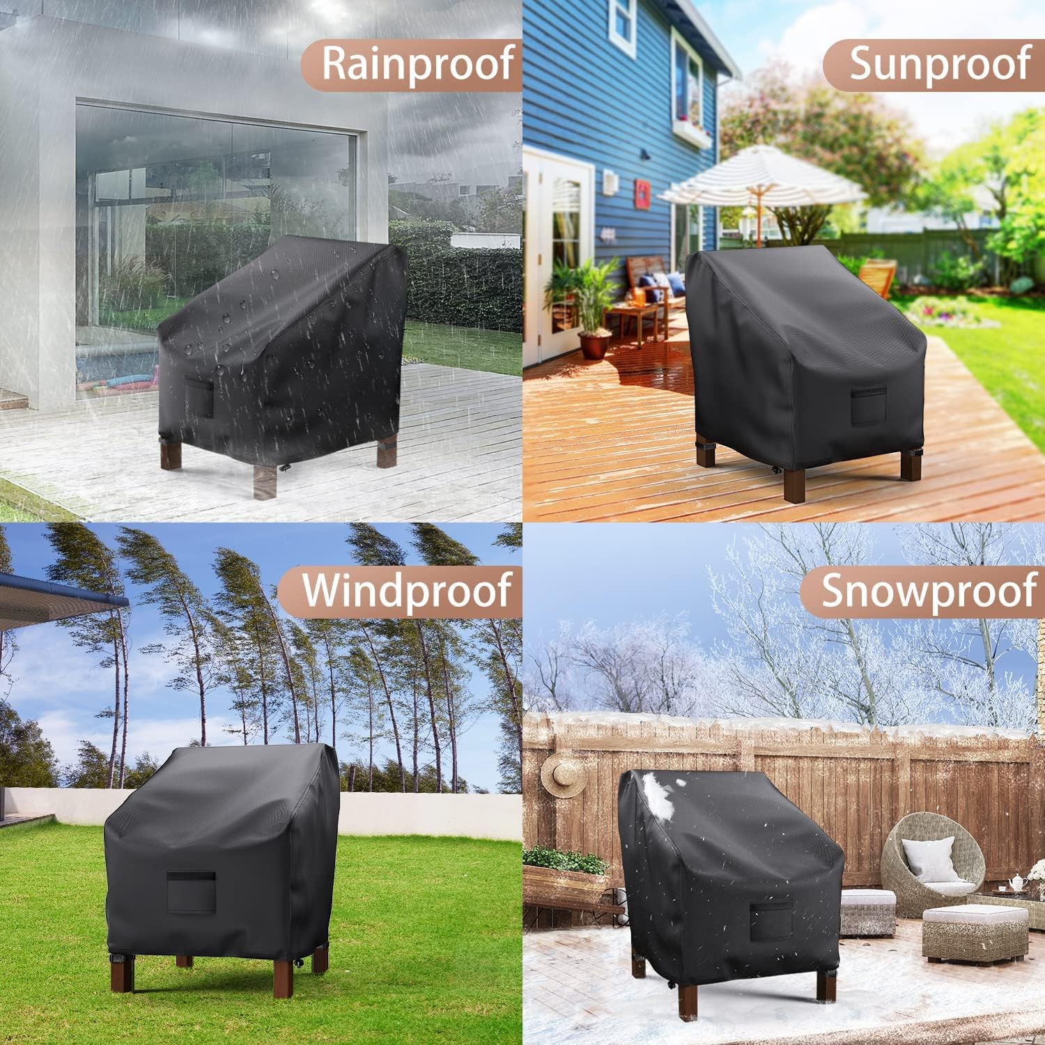 Thumbnail 6 de Mrrihand Patio Chair Covers 35" W x 38" D x 31" H