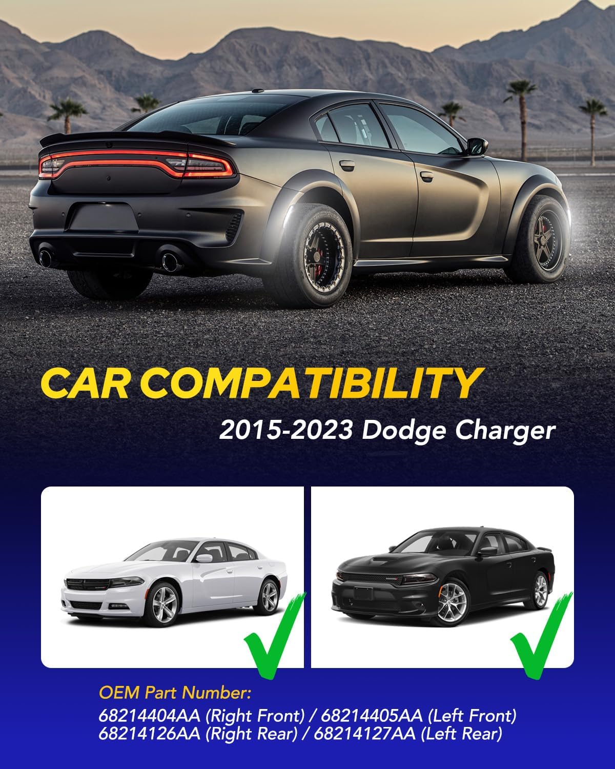 Thumbnail 6 de Dodge Charger LED Side Marker Lights White 4PCs