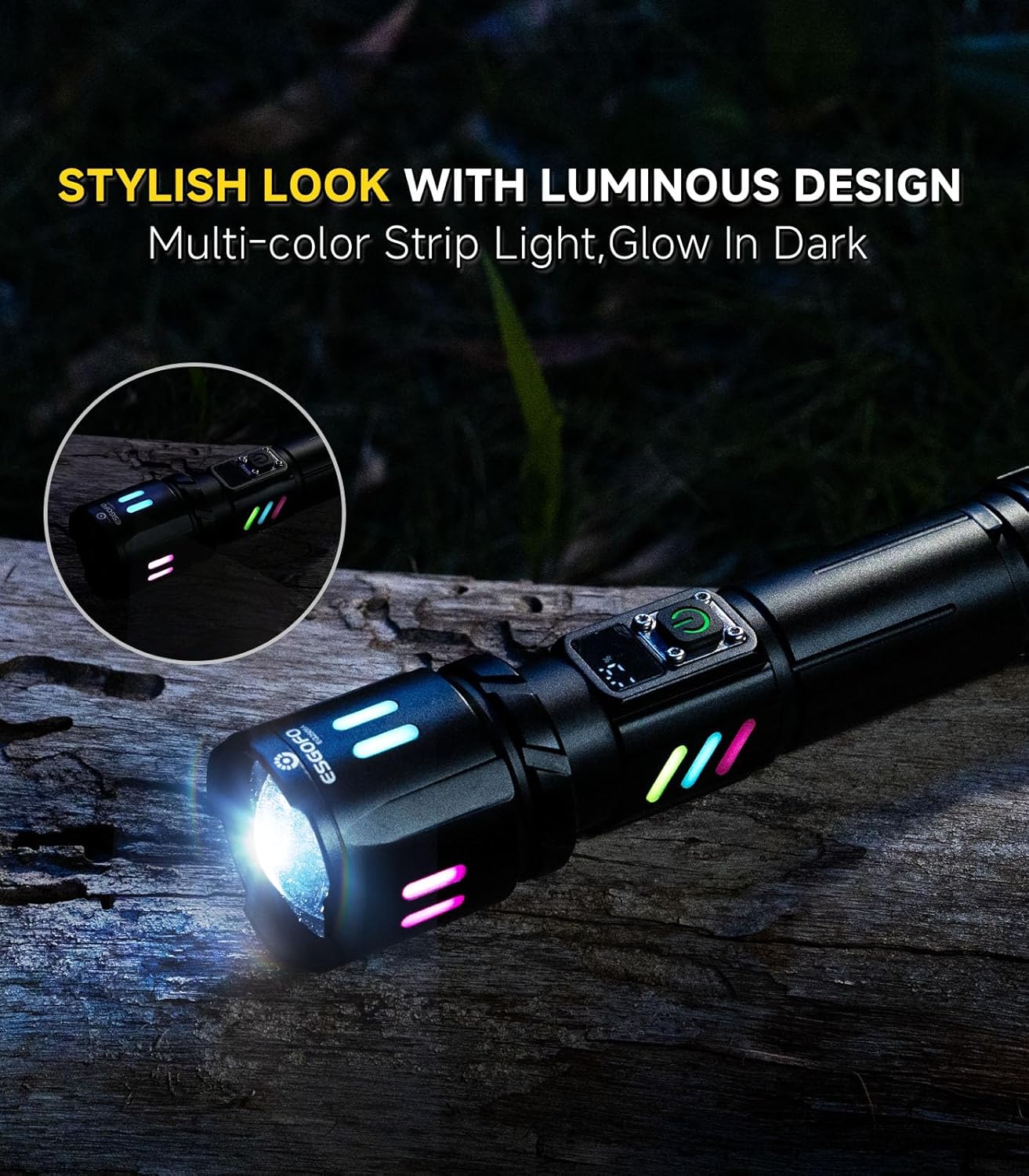 Thumbnail 6 de Esgofo Torcia LED Professionale 1000000 Lumen – Ricaricabile, Zoomabile, USB-C, 3 Modalità e Power Bank