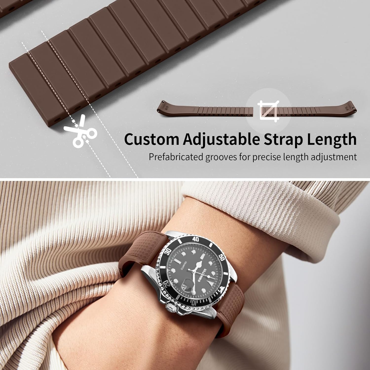 Thumbnail 3 de ULLCHRO Uhrenarmband aus FKM (Fluorkautschuk) mit Schnellverschluss – 20 mm & 22 mm